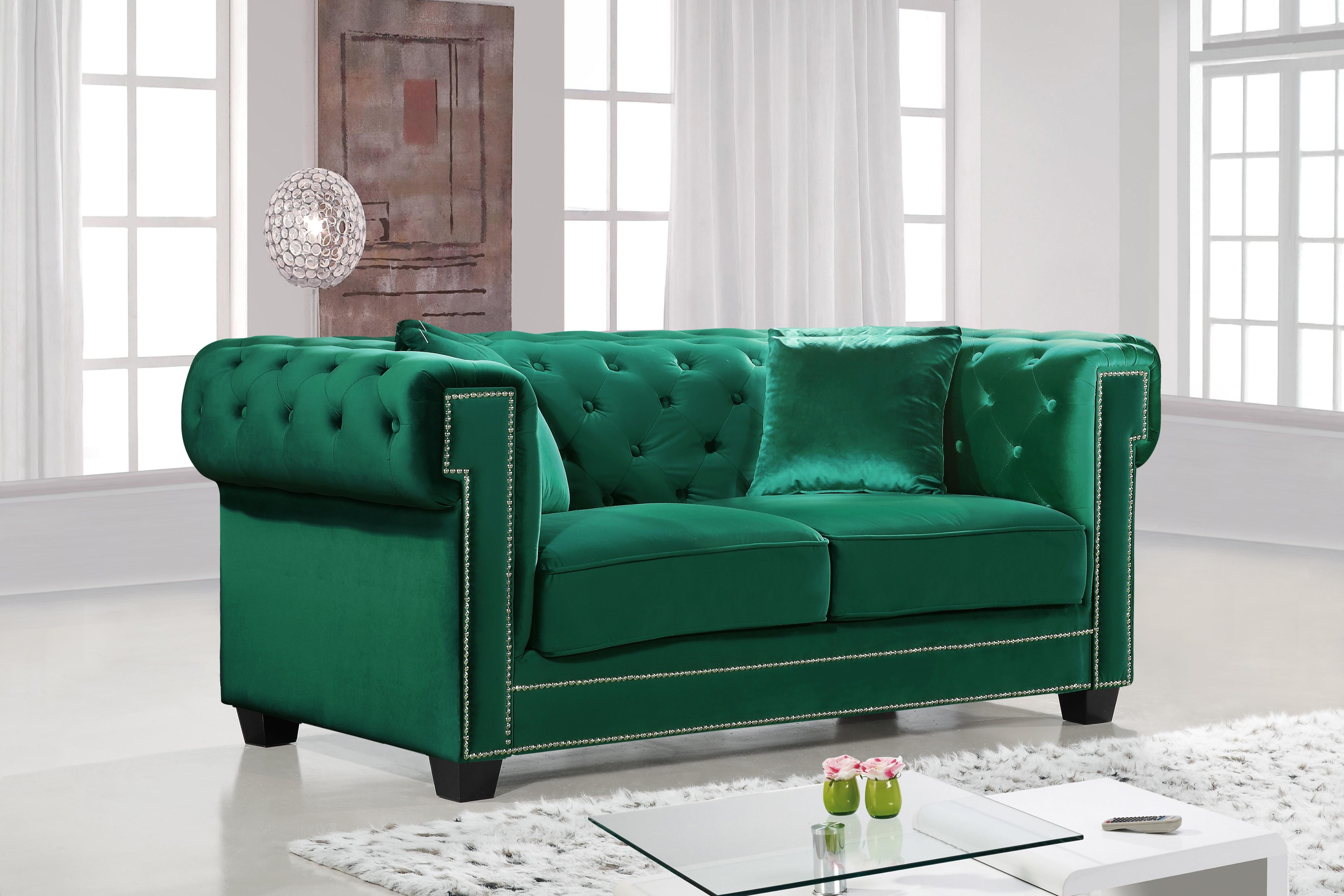 Bowery Green Velvet Loveseat - Luxury Home Furniture (MI)