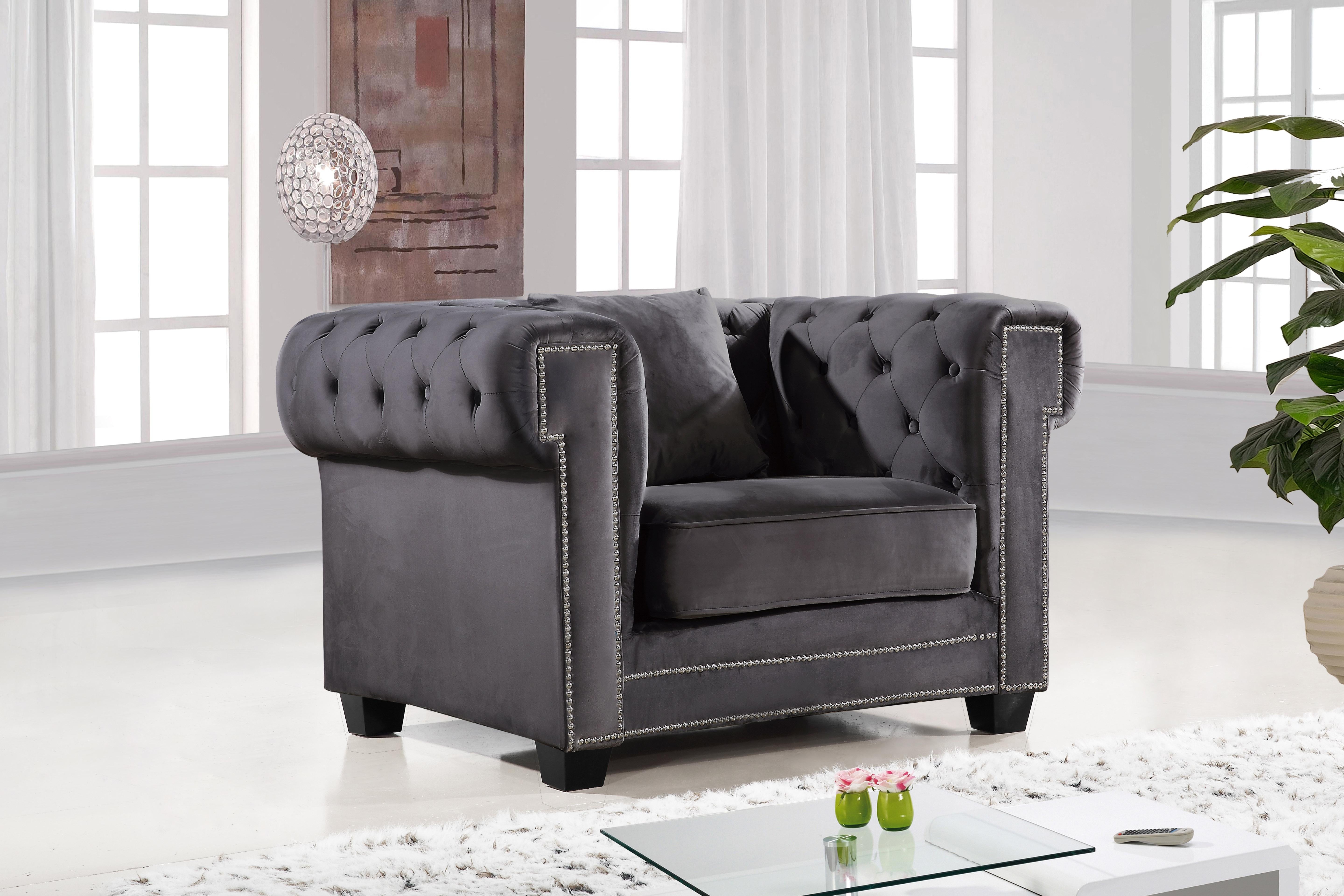 Bowery Grey Velvet Chair - Luxury Home Furniture (MI)