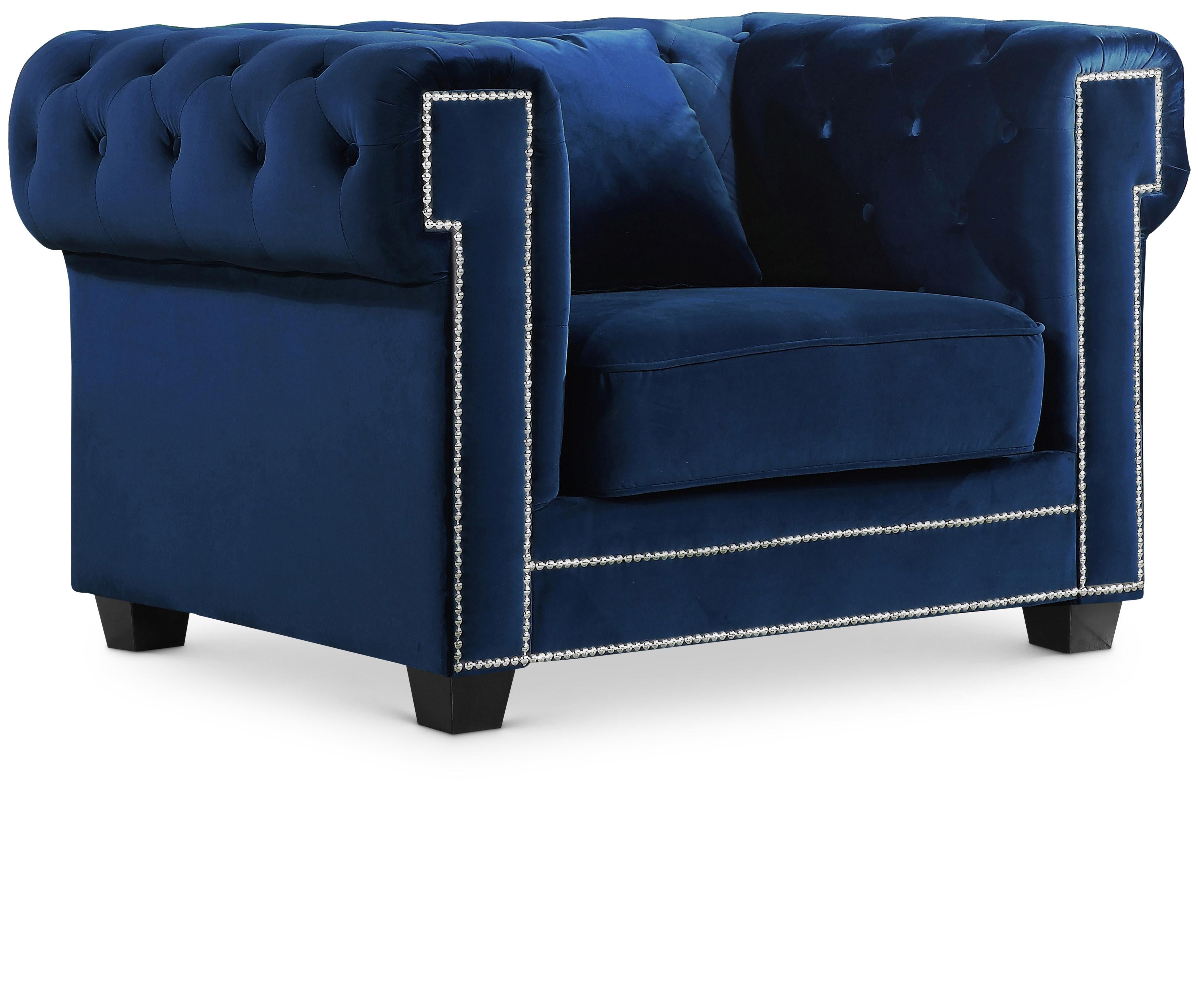 Bowery Navy Velvet Chair - Luxury Home Furniture (MI)