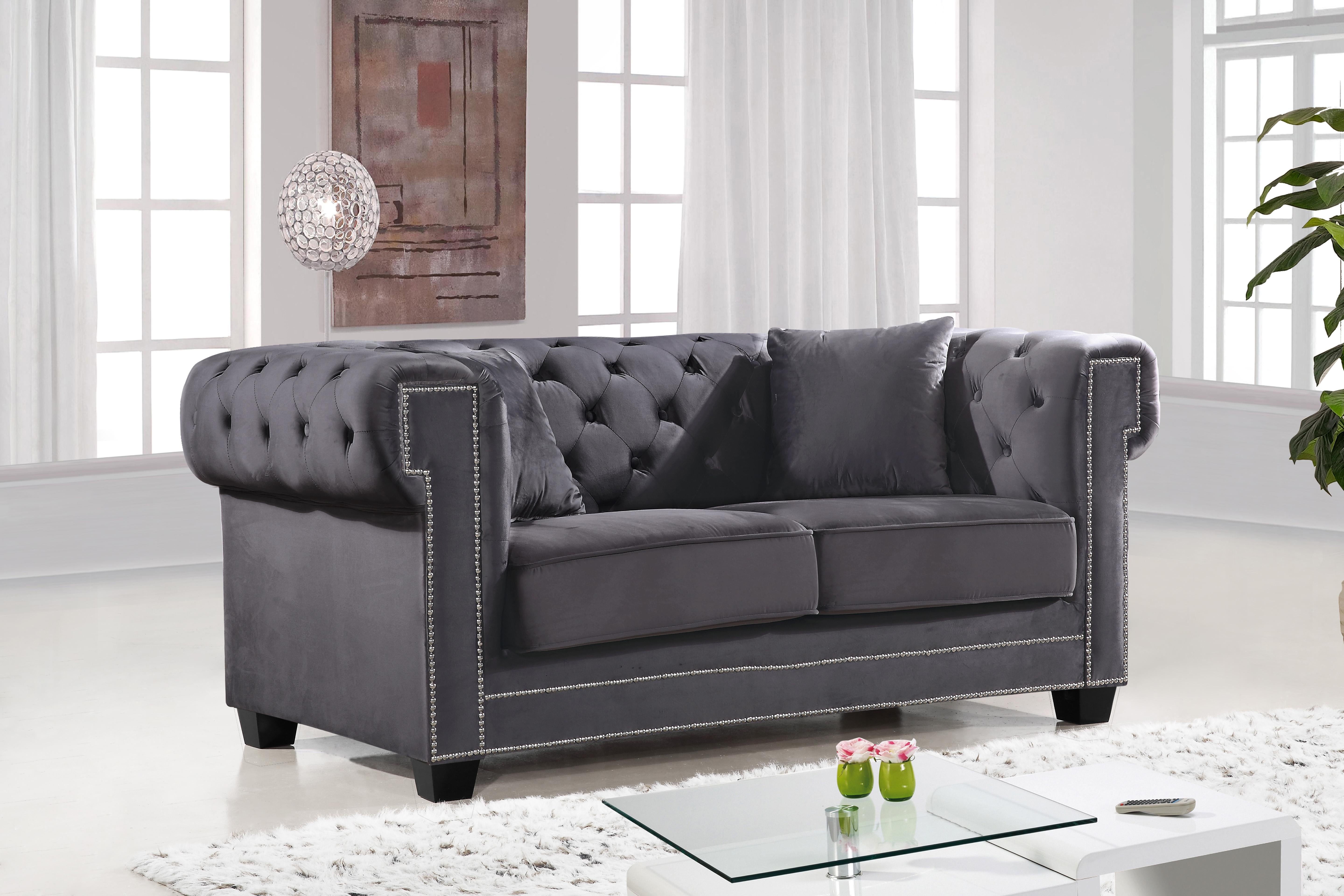 Bowery Grey Velvet Loveseat - Luxury Home Furniture (MI)