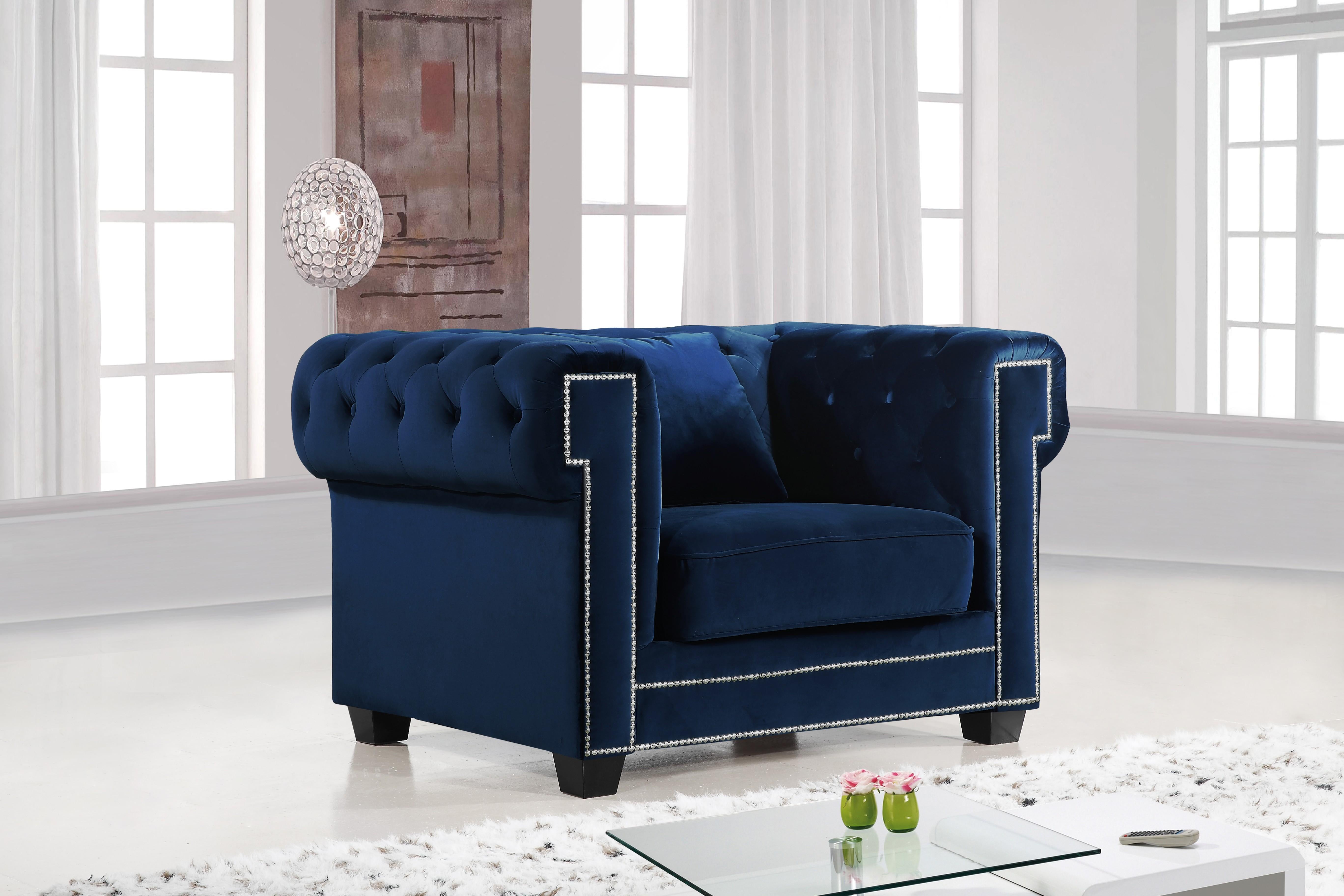 Bowery Navy Velvet Chair - Luxury Home Furniture (MI)
