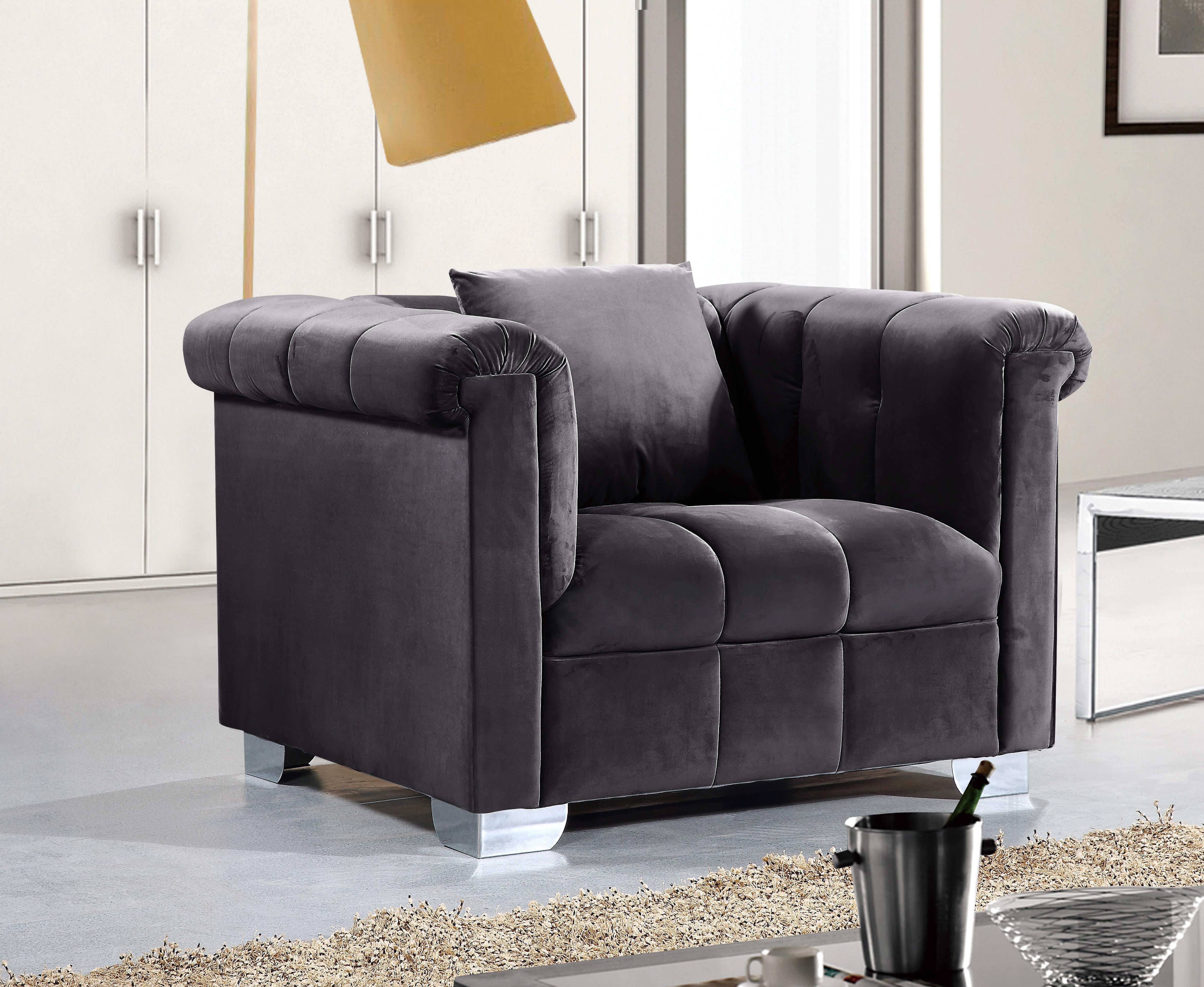 Kayla Grey Velvet Chair - Luxury Home Furniture (MI)