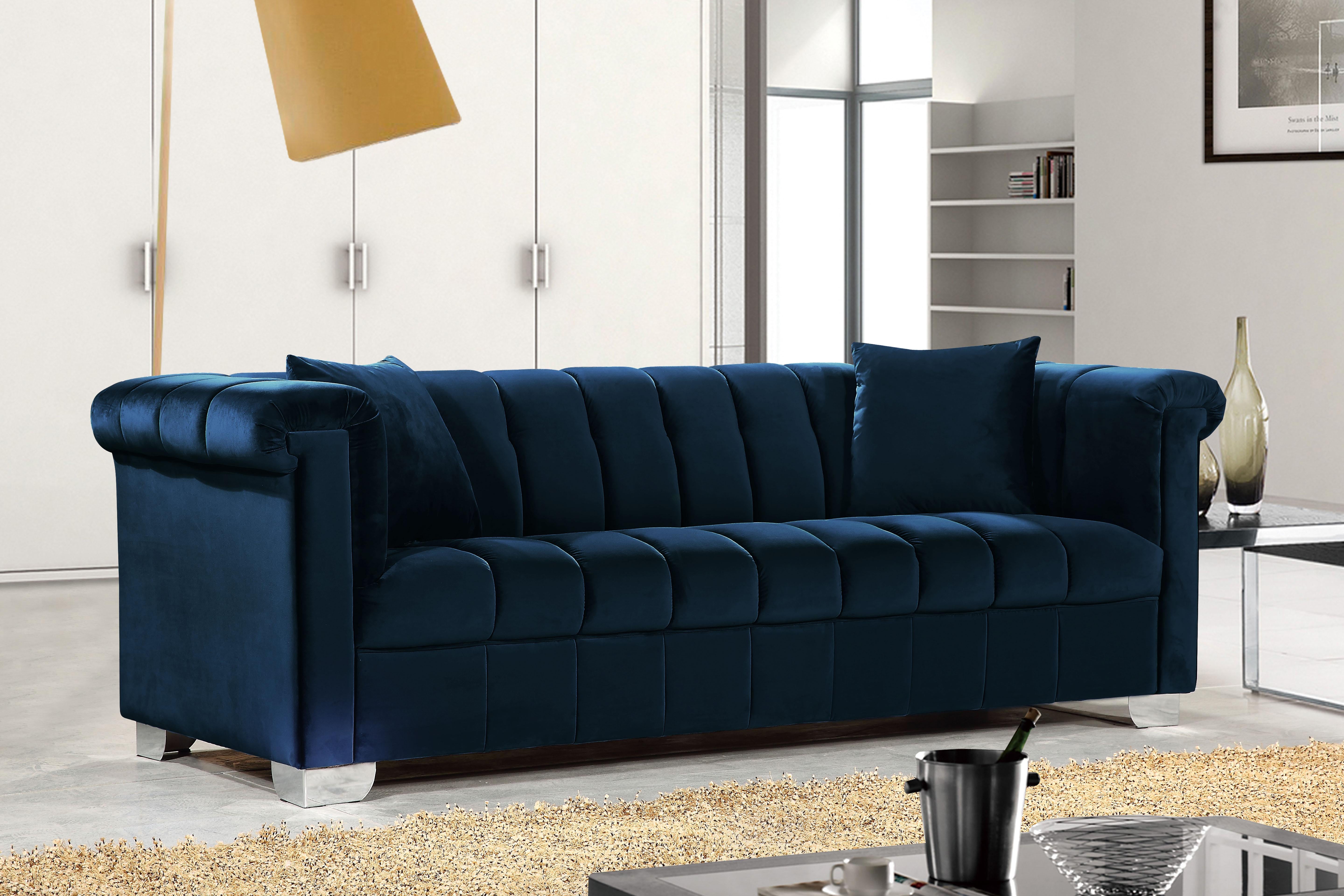 Kayla Navy Velvet Sofa - Luxury Home Furniture (MI)