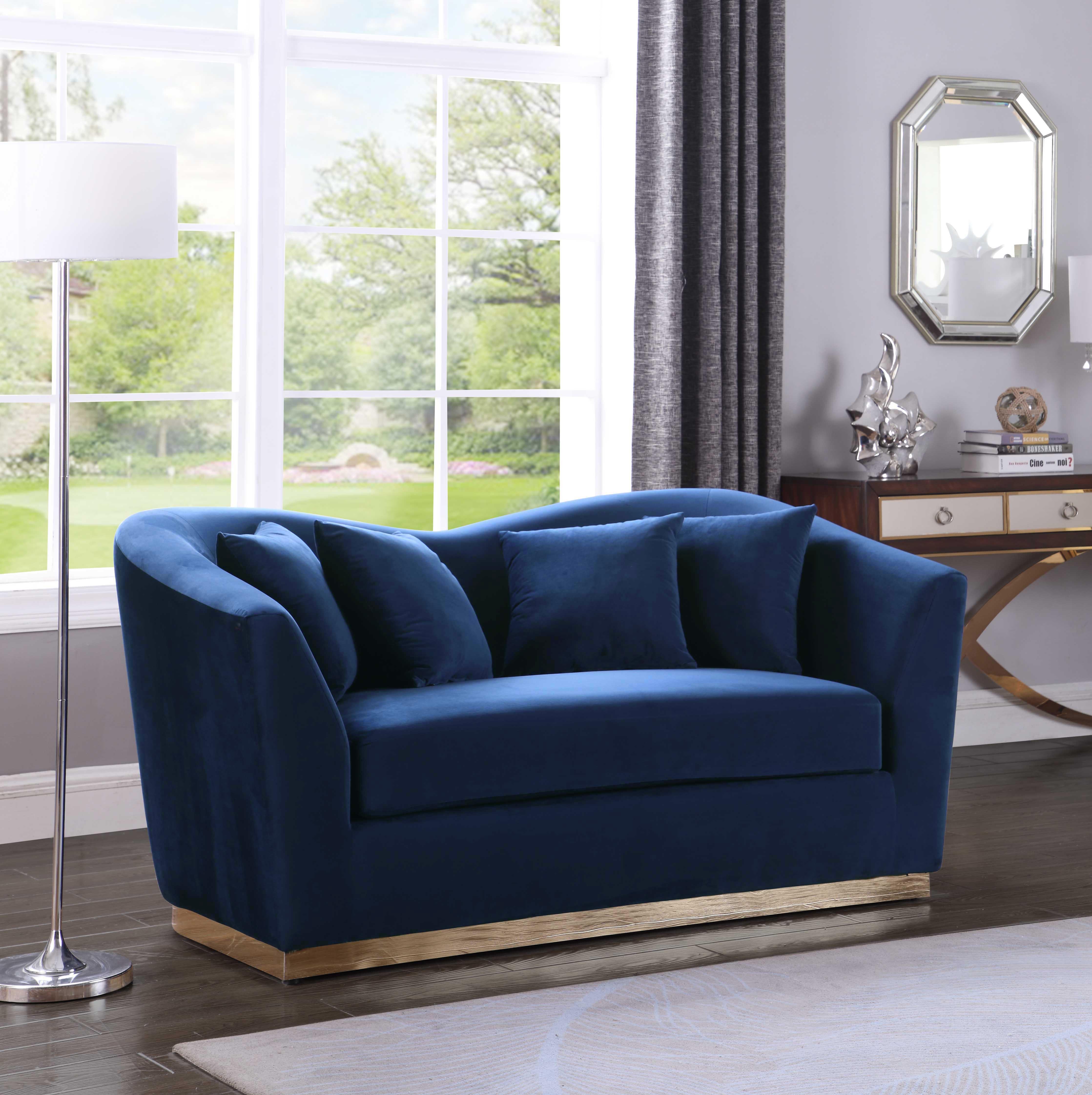 Arabella Navy Velvet Loveseat - Luxury Home Furniture (MI)