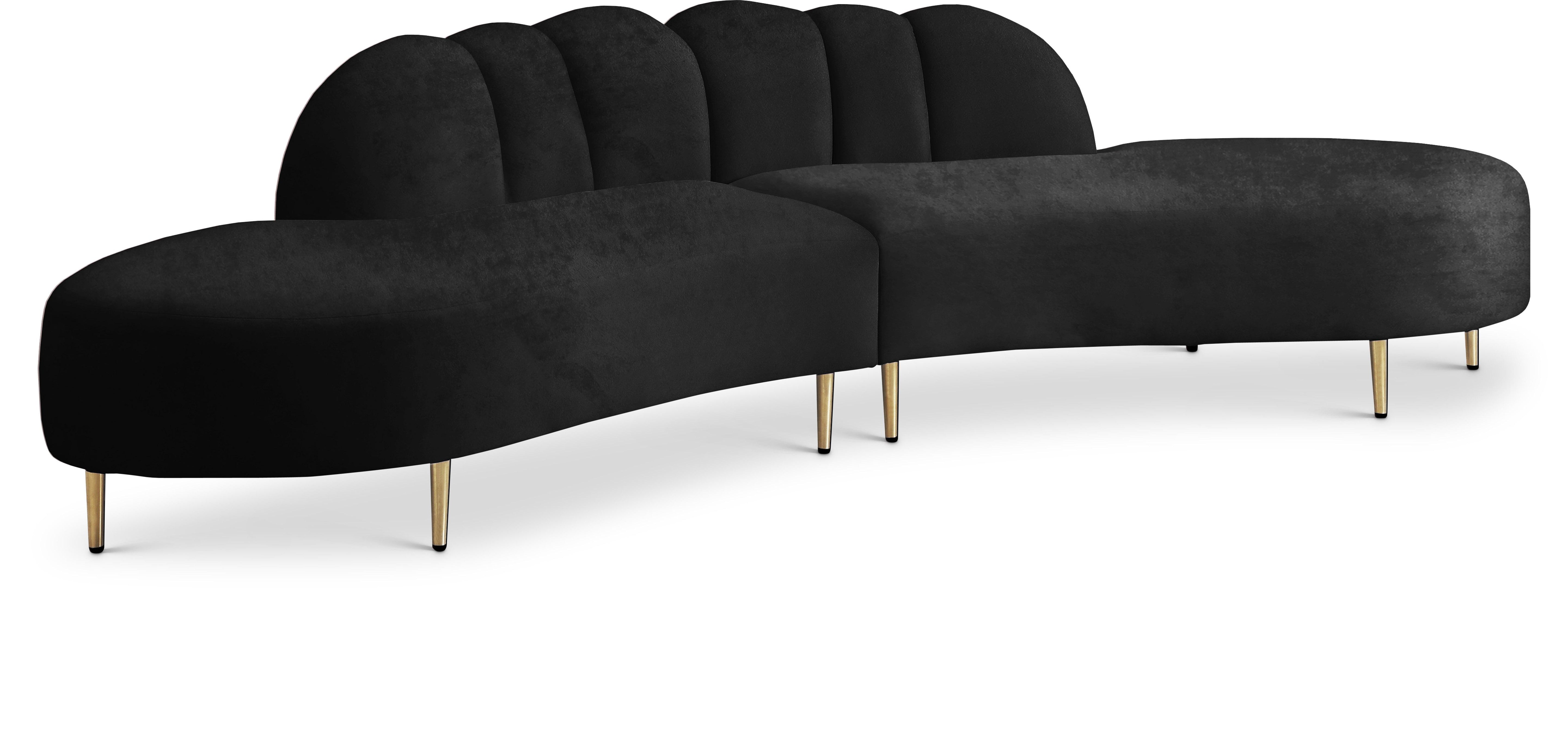 Divine Black Velvet 2pc. Sectional - Luxury Home Furniture (MI)