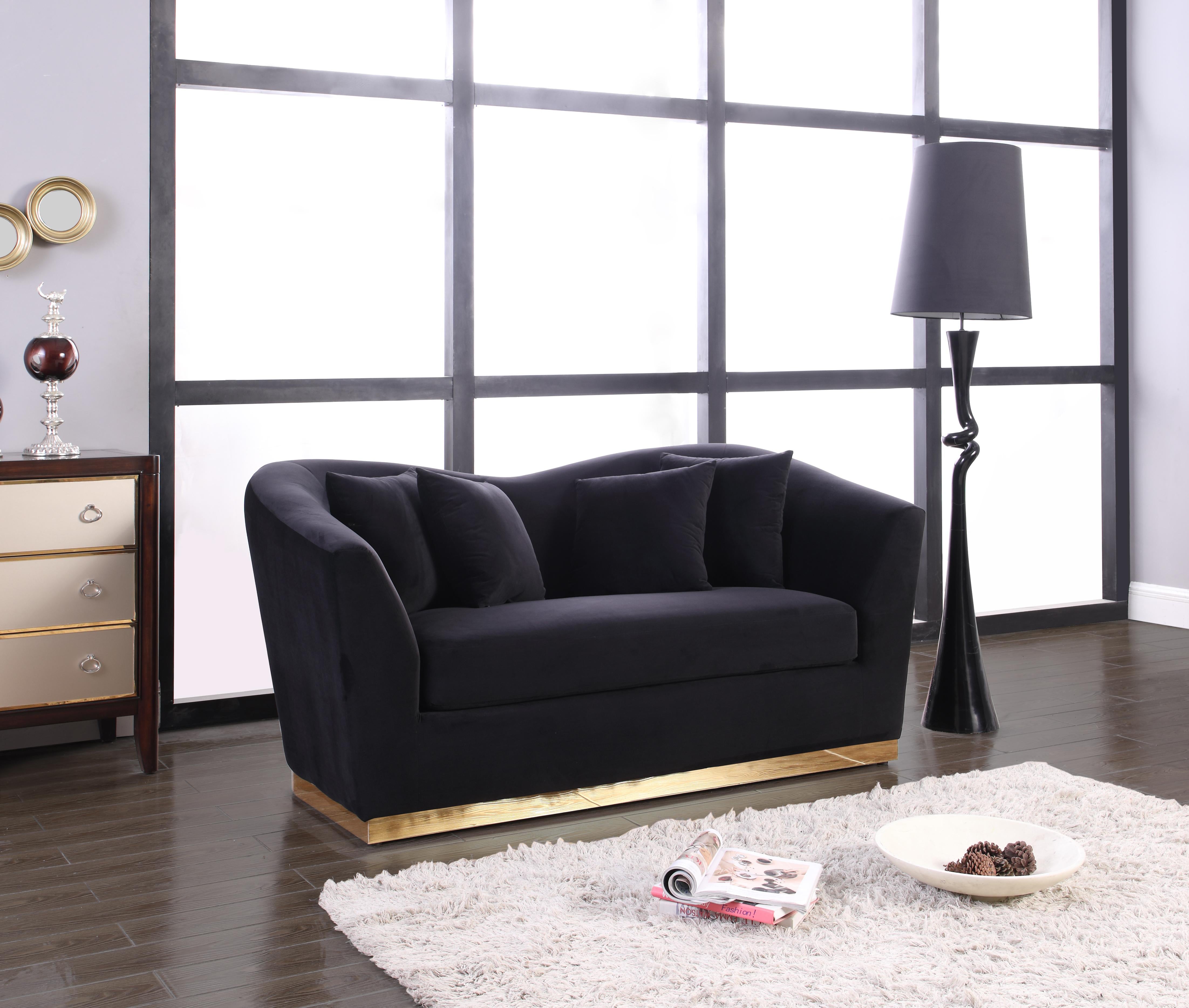Arabella Black Velvet Loveseat - Luxury Home Furniture (MI)
