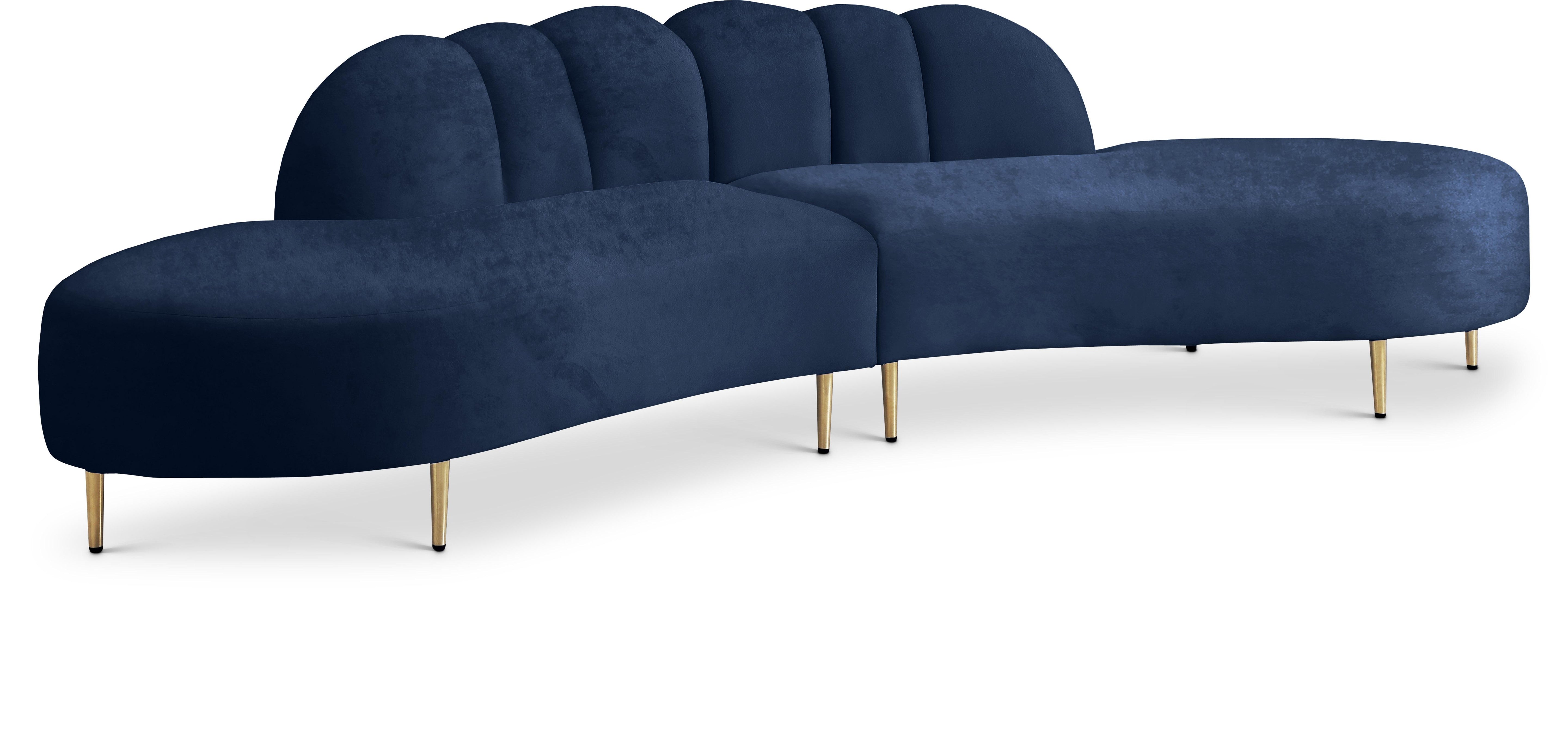 Divine Navy Velvet 2pc. Sectional - Luxury Home Furniture (MI)