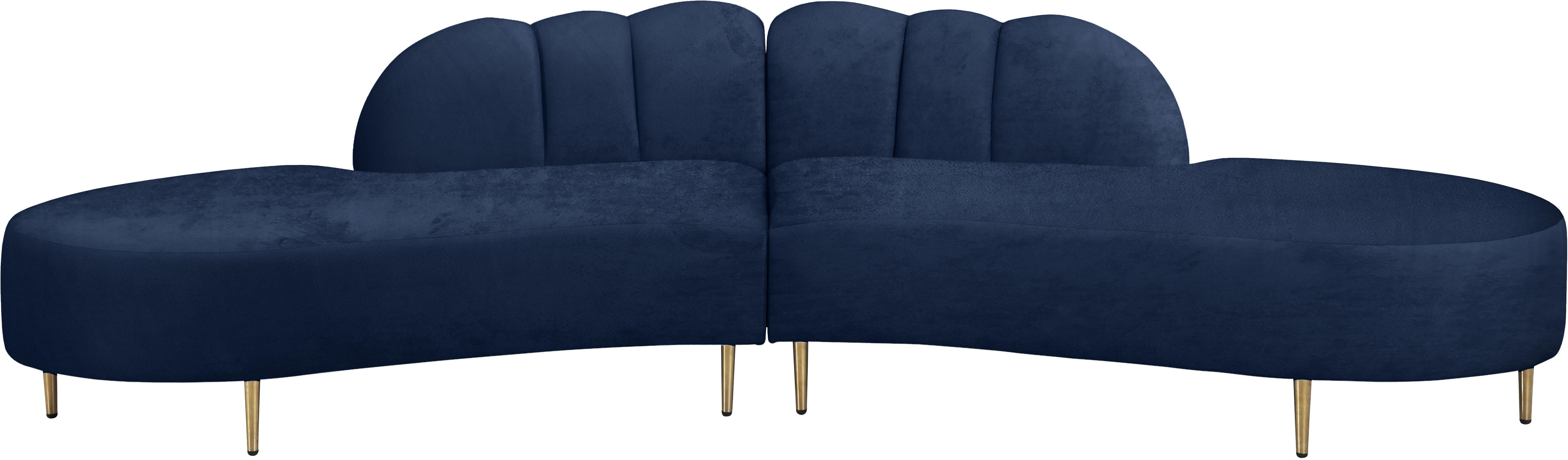 Divine Navy Velvet 2pc. Sectional - Luxury Home Furniture (MI)