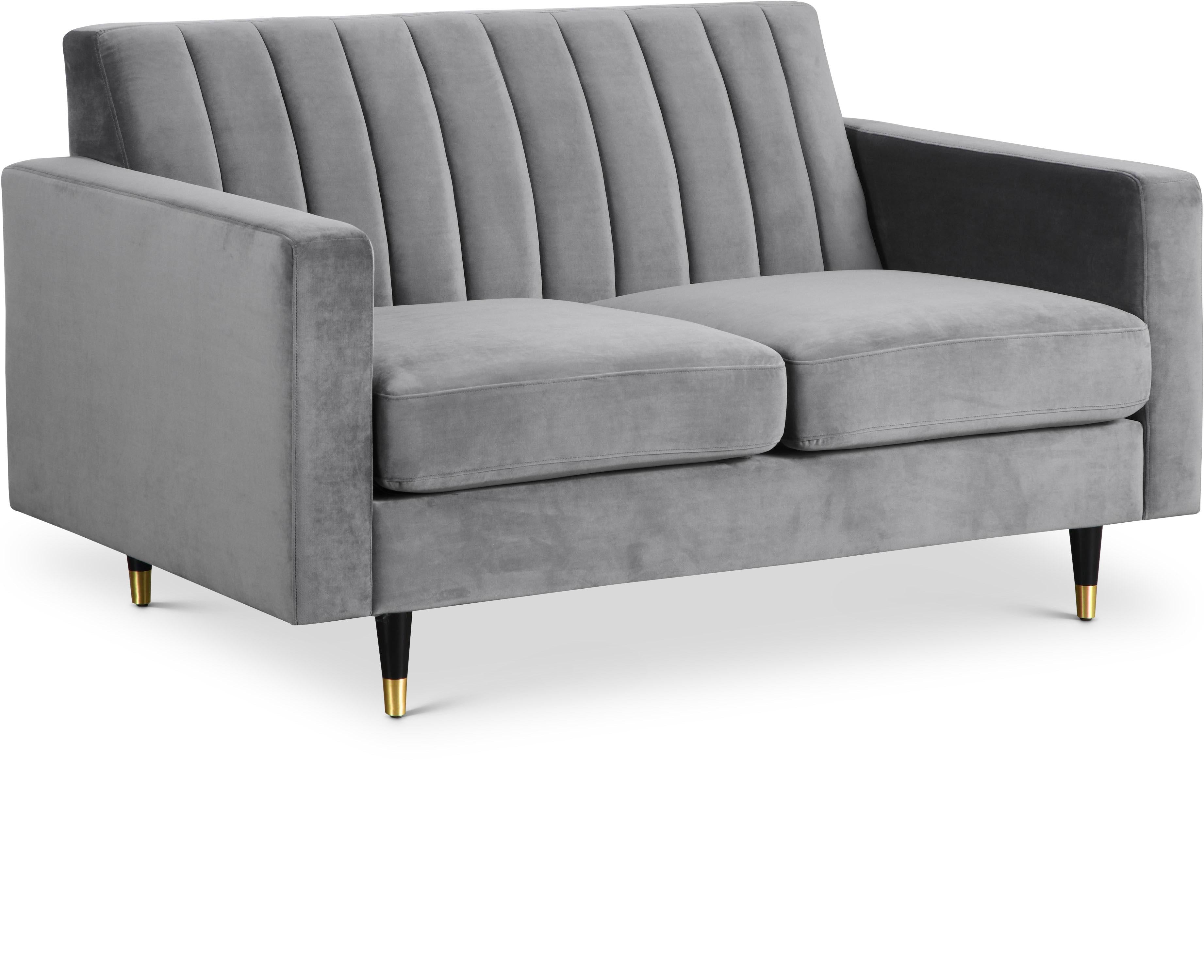 Lola Grey Velvet Loveseat - Luxury Home Furniture (MI)