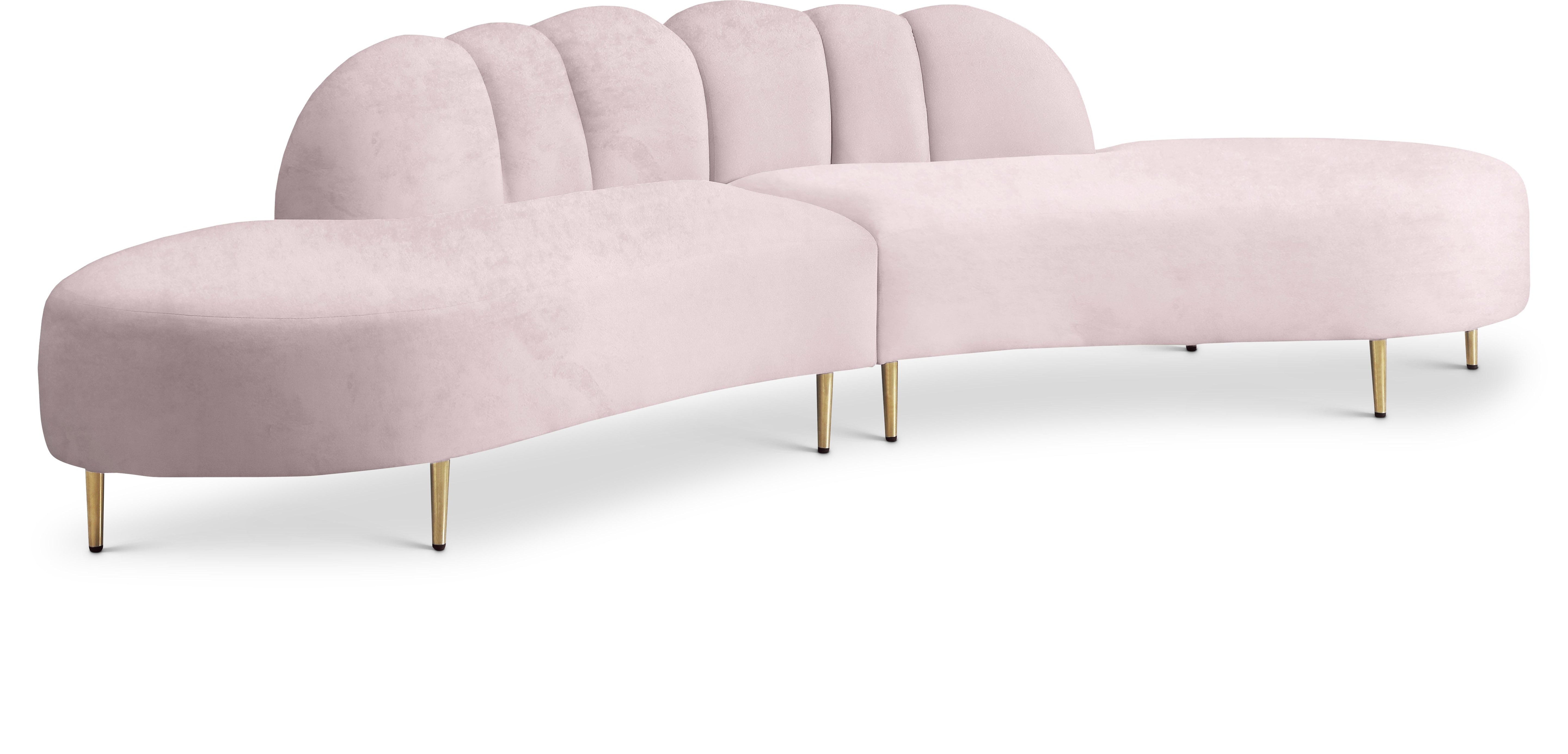 Divine Pink Velvet 2pc. Sectional - Luxury Home Furniture (MI)