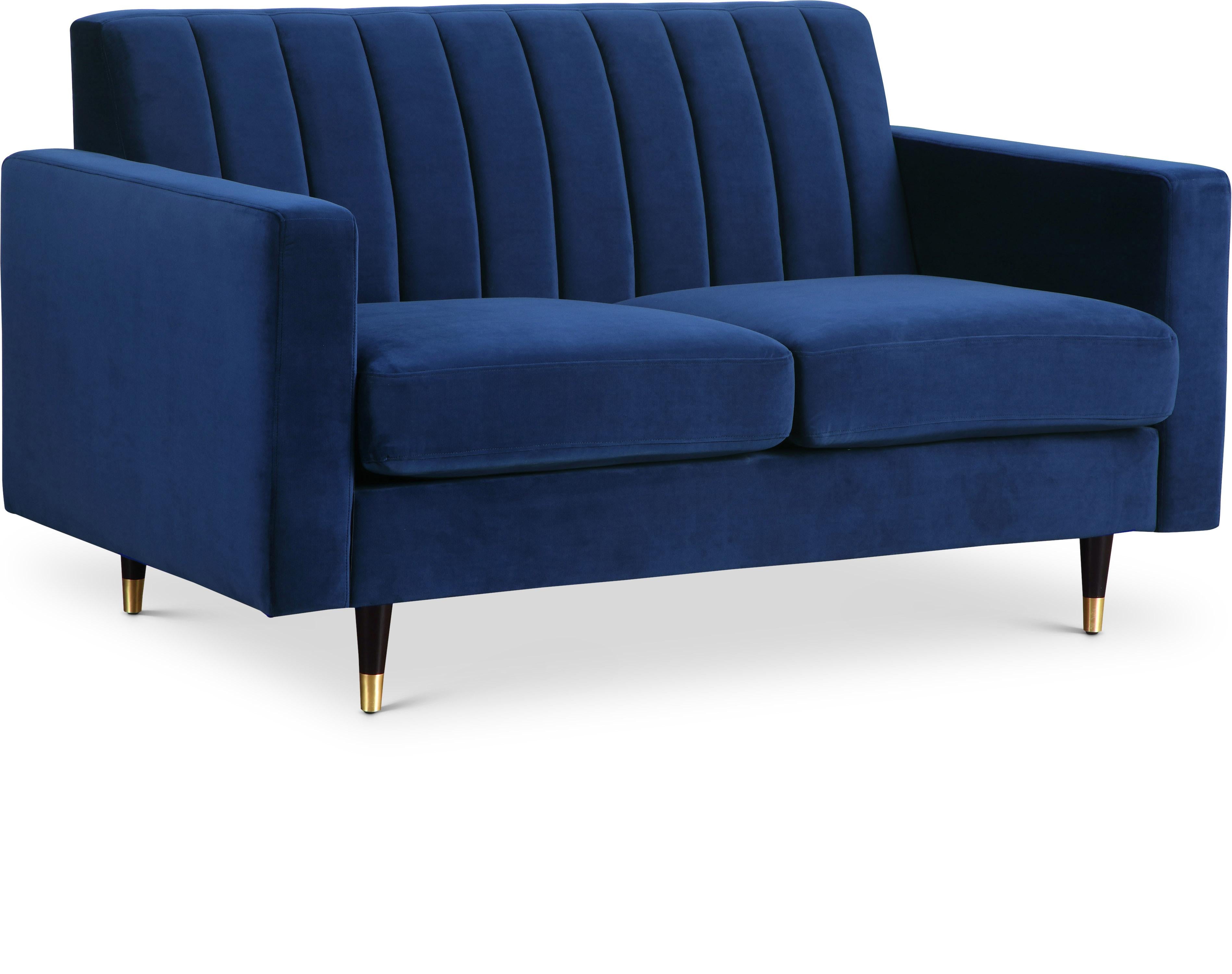 Lola Navy Velvet Loveseat - Luxury Home Furniture (MI)