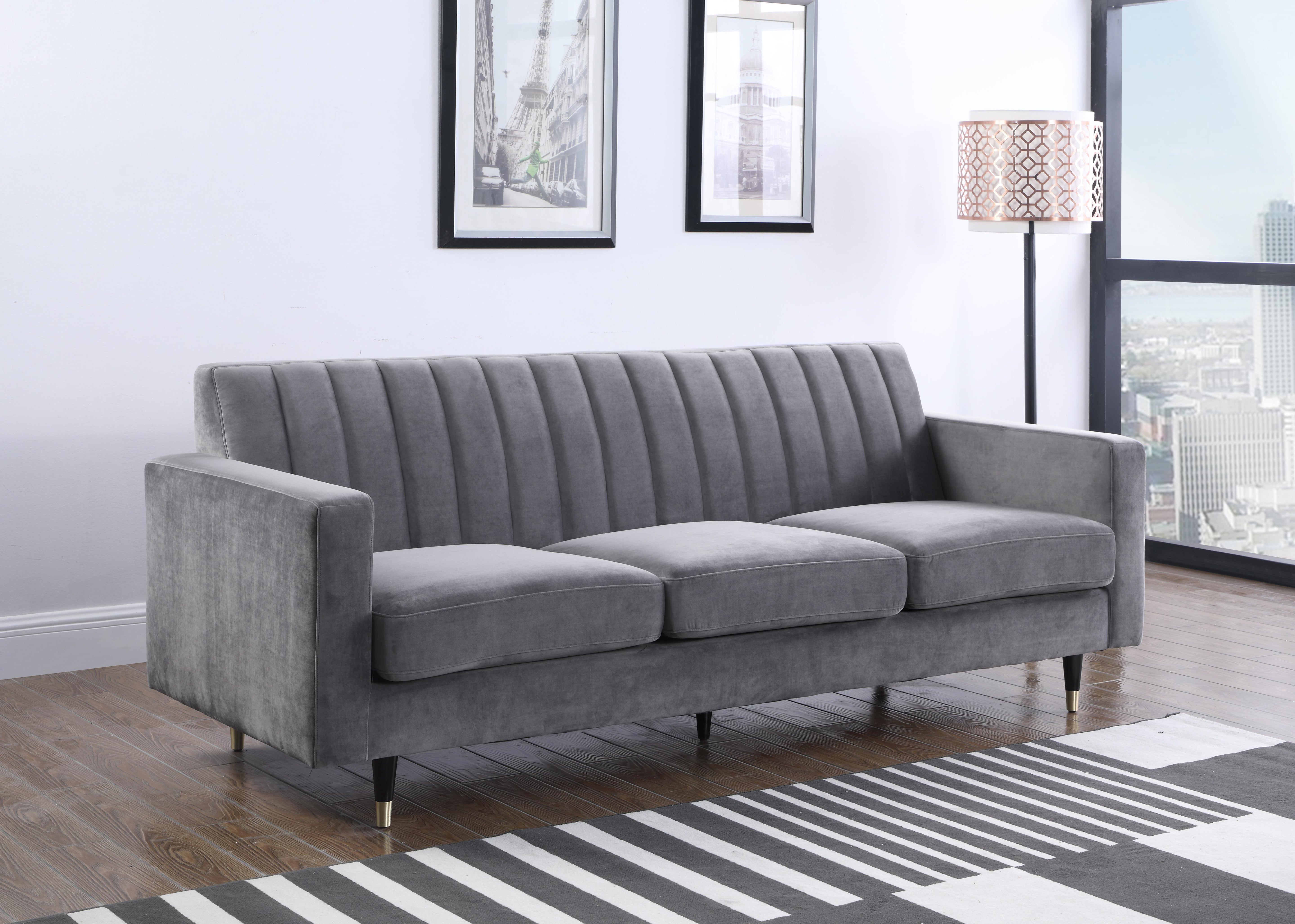 Lola Grey Velvet Sofa - Luxury Home Furniture (MI)