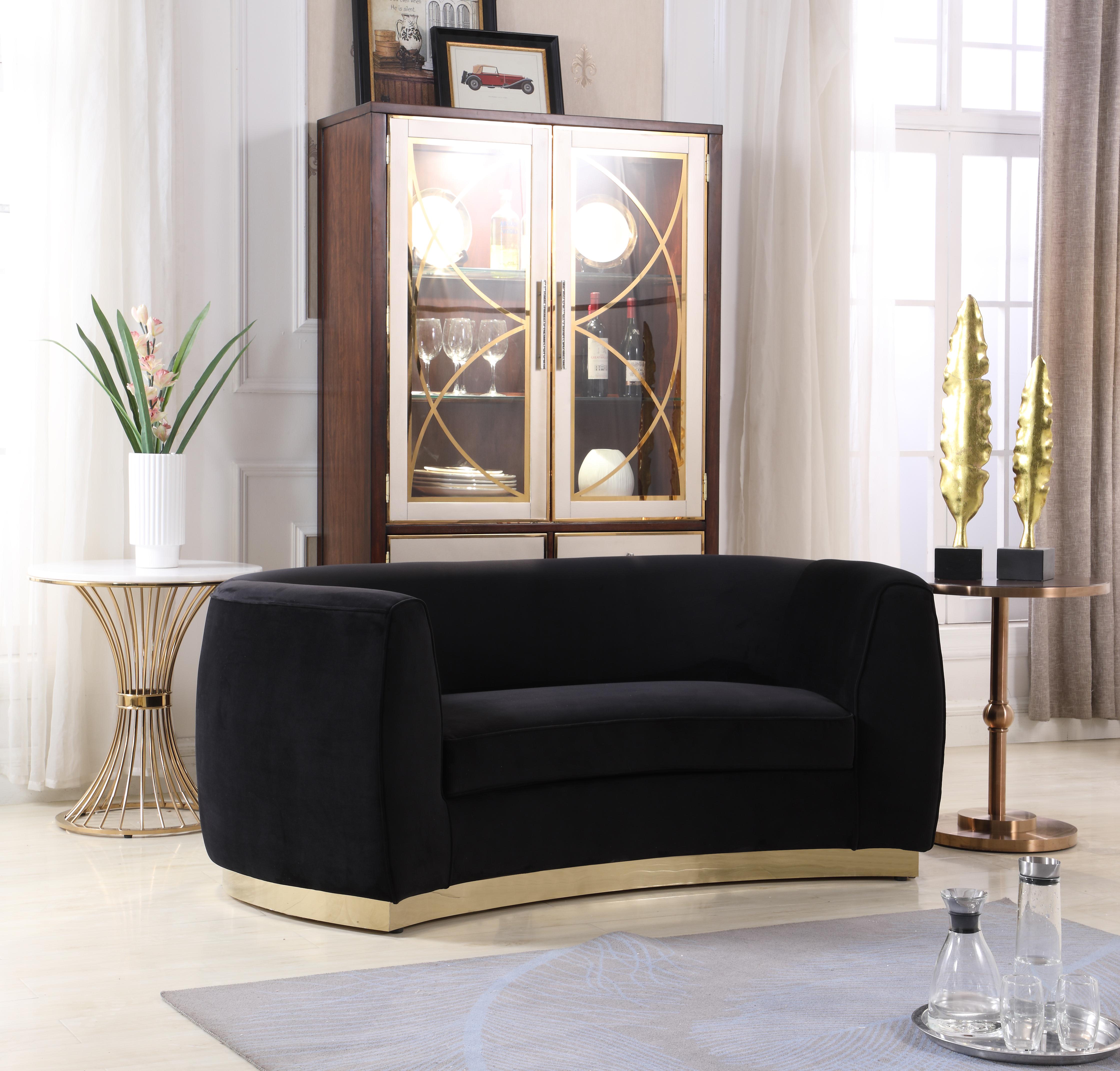 Julian Black Velvet Loveseat - Luxury Home Furniture (MI)