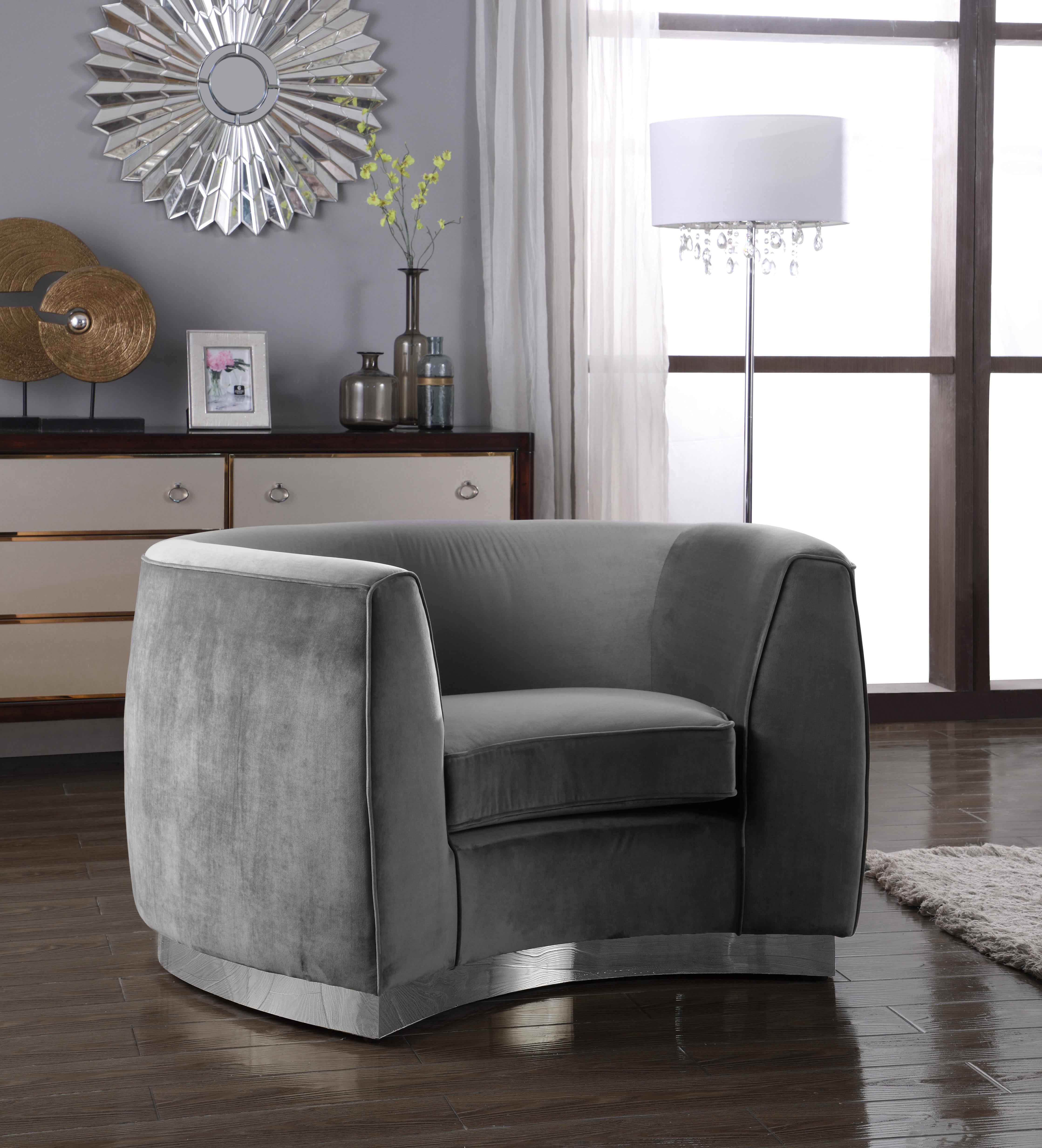 Julian Grey Velvet Chair - Luxury Home Furniture (MI)
