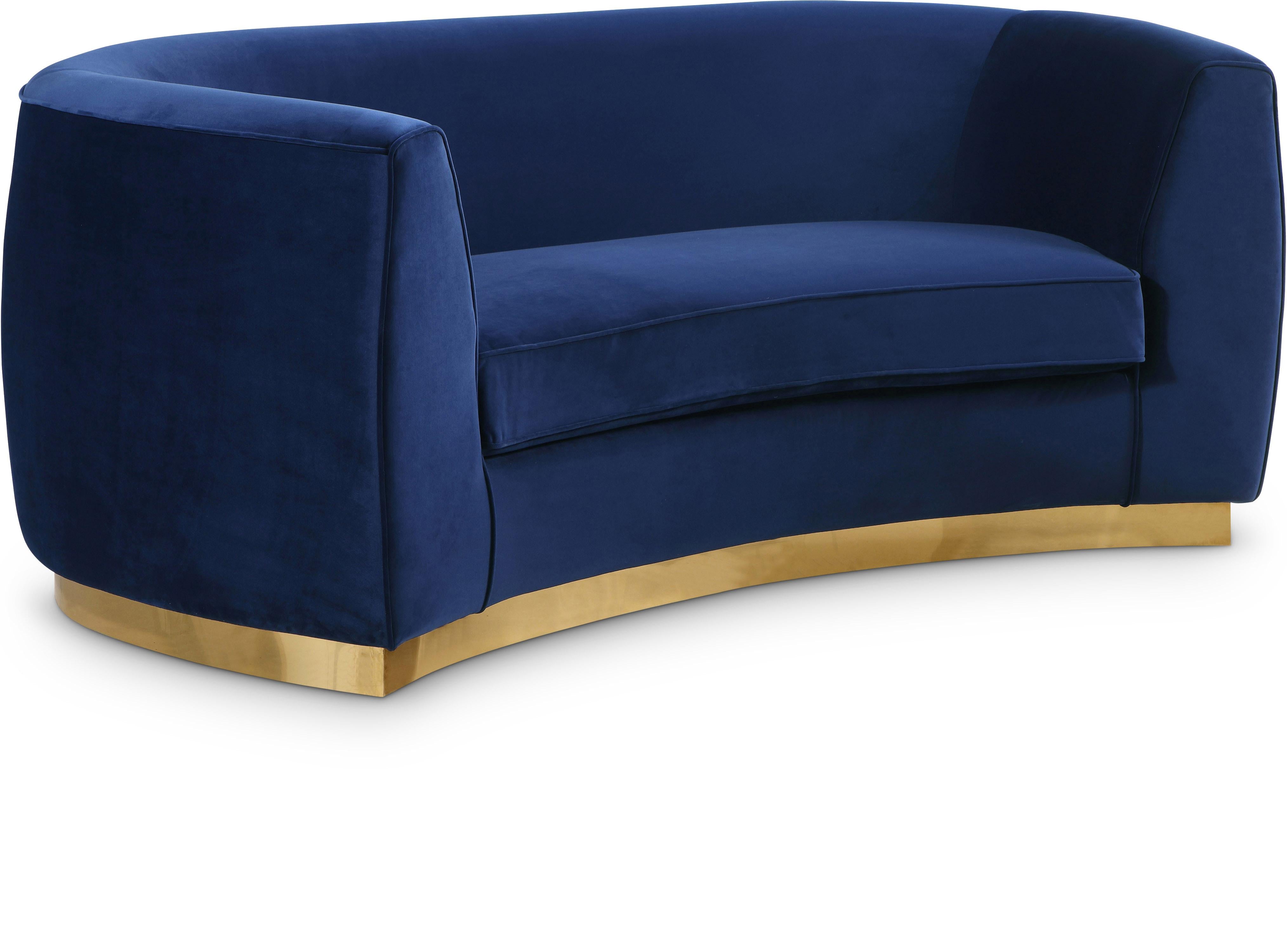Julian Navy Velvet Loveseat - Luxury Home Furniture (MI)