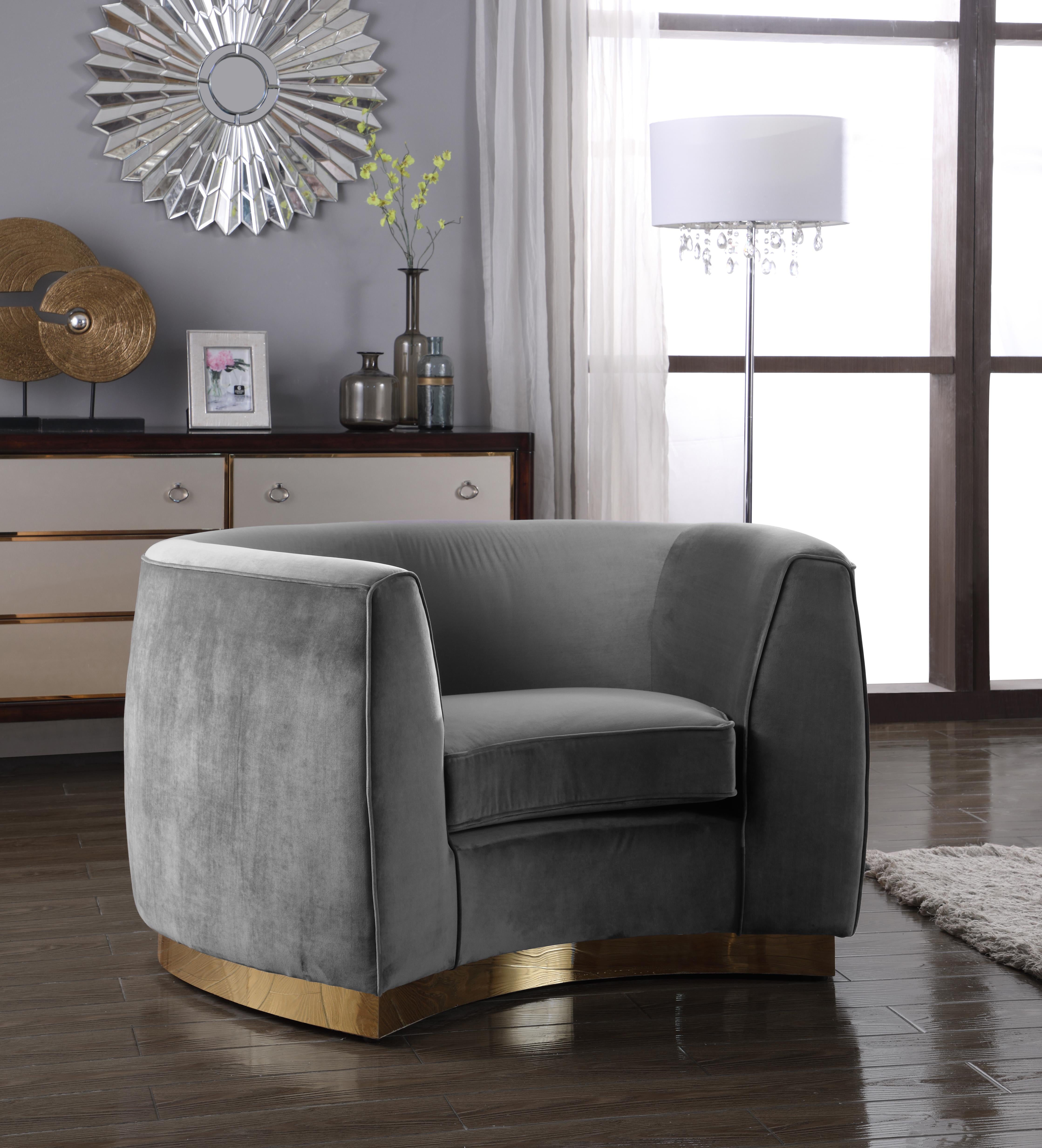 Julian Grey Velvet Chair - Luxury Home Furniture (MI)
