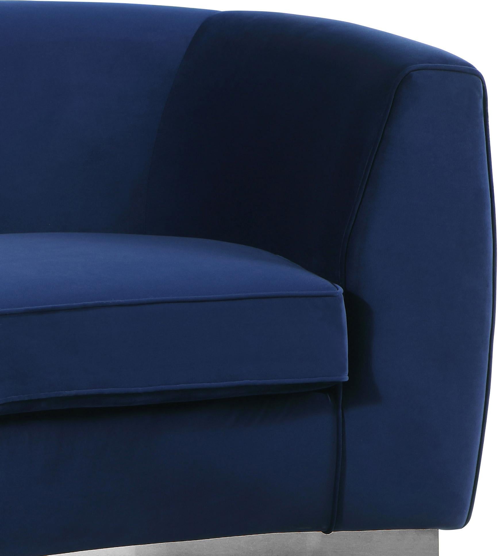 Julian Navy Velvet Loveseat - Luxury Home Furniture (MI)