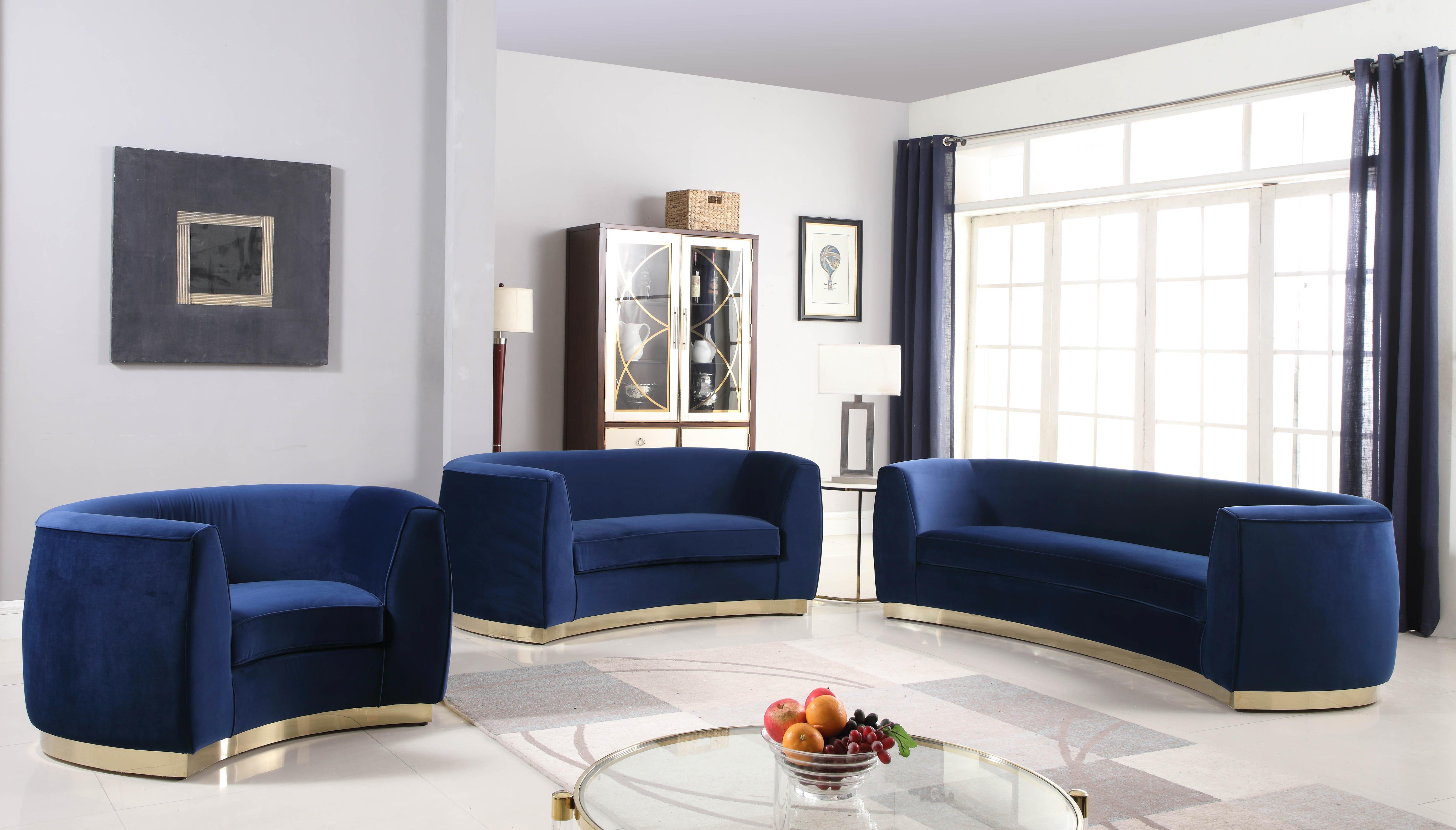 Julian Navy Velvet Sofa - Luxury Home Furniture (MI)