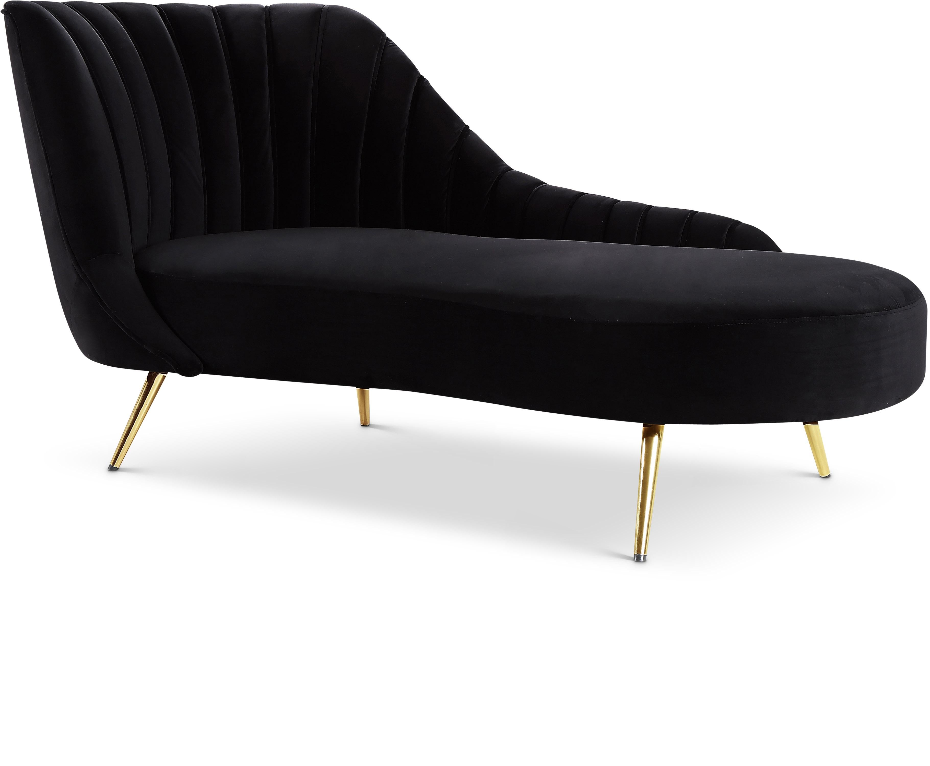 Margo Black Velvet Chaise - Luxury Home Furniture (MI)