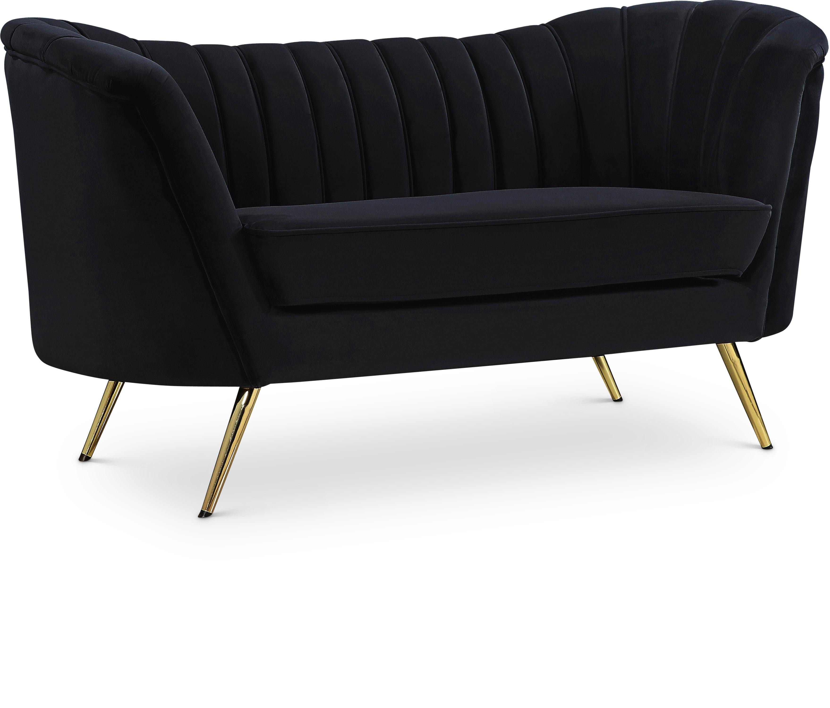 Margo Black Velvet Loveseat - Luxury Home Furniture (MI)