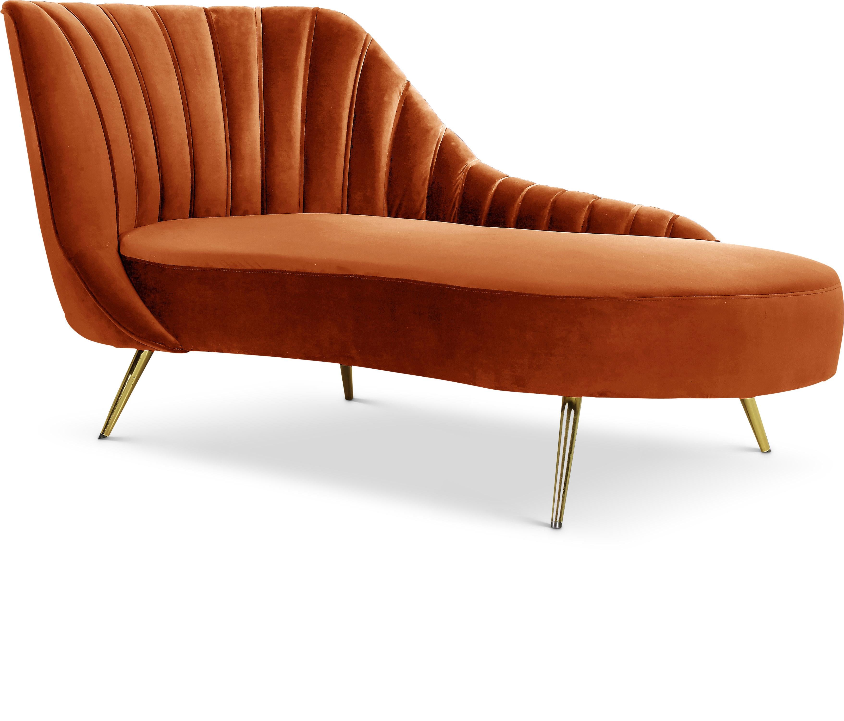 Margo Cognac Velvet Chaise - Luxury Home Furniture (MI)
