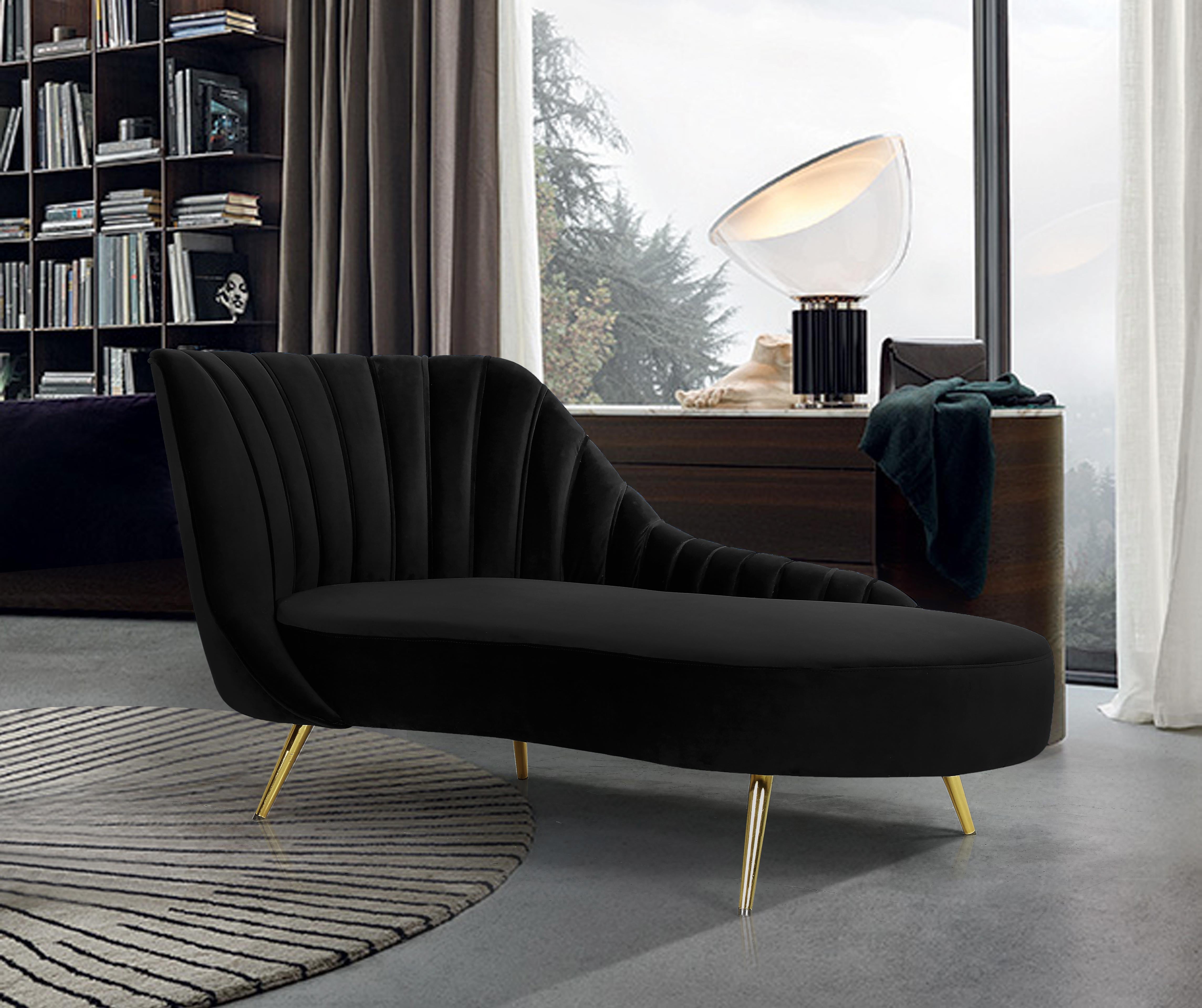 Margo Black Velvet Chaise - Luxury Home Furniture (MI)