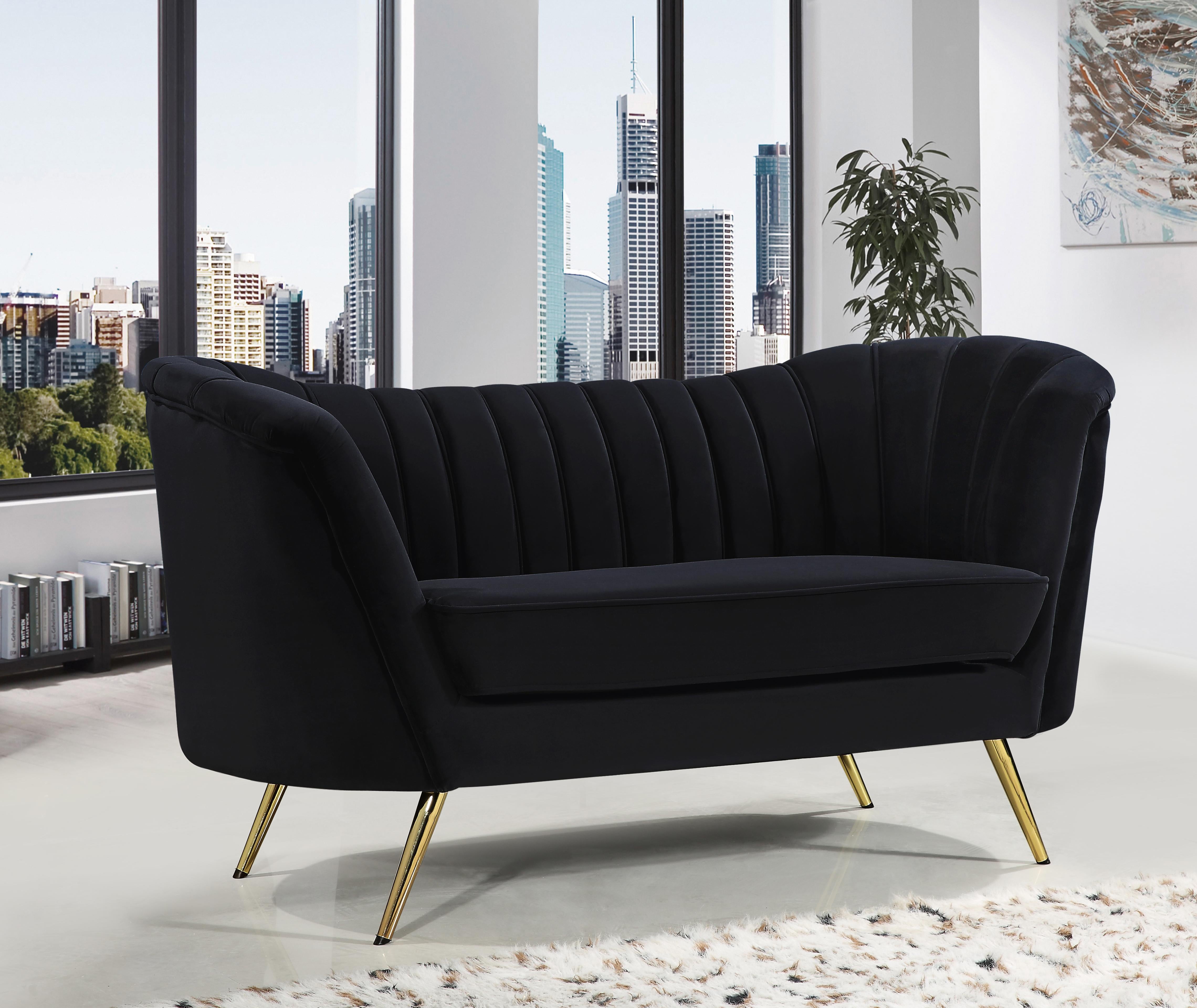 Margo Black Velvet Loveseat - Luxury Home Furniture (MI)
