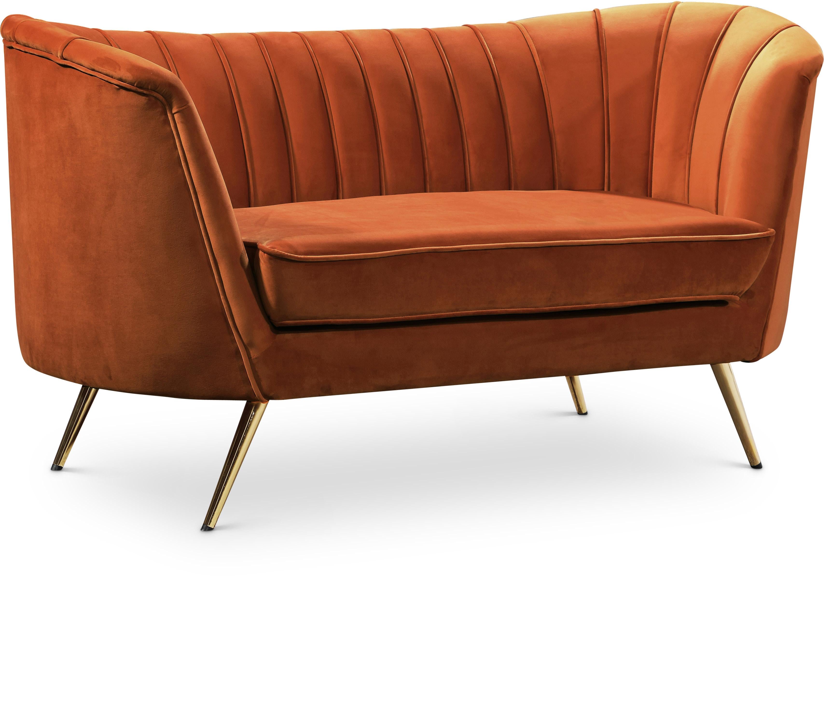 Margo Cognac Velvet Loveseat - Luxury Home Furniture (MI)