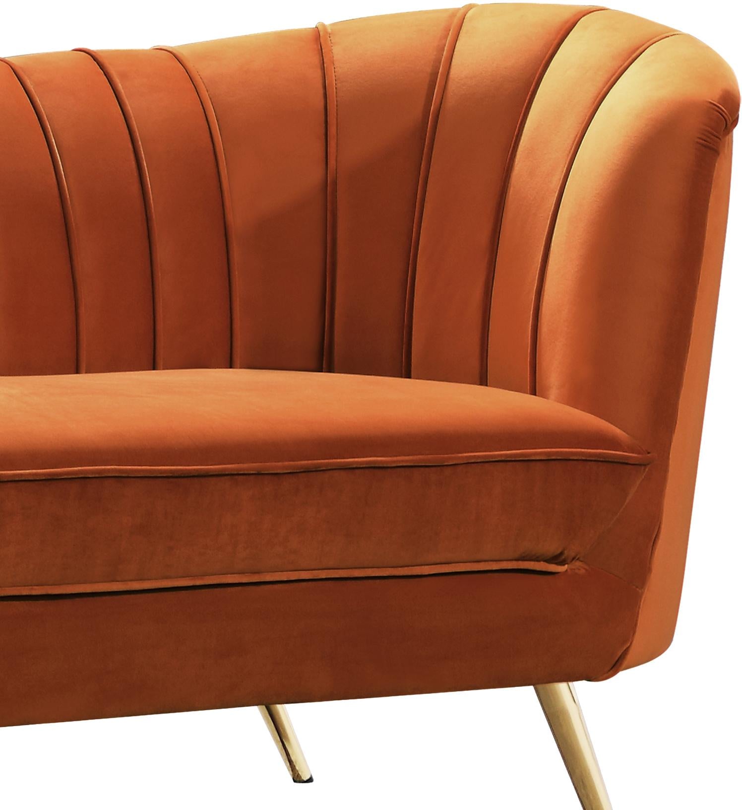 Margo Cognac Velvet Loveseat - Luxury Home Furniture (MI)