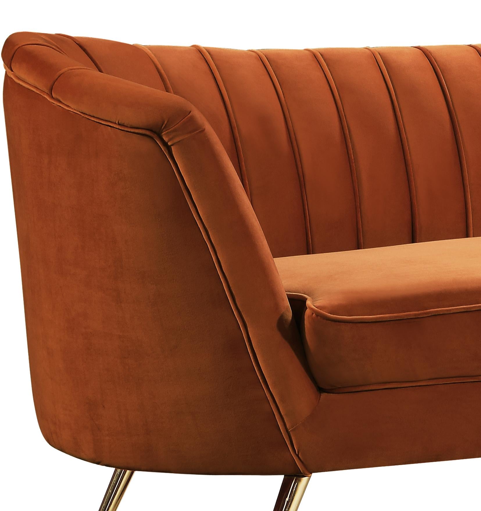 Margo Cognac Velvet Loveseat - Luxury Home Furniture (MI)