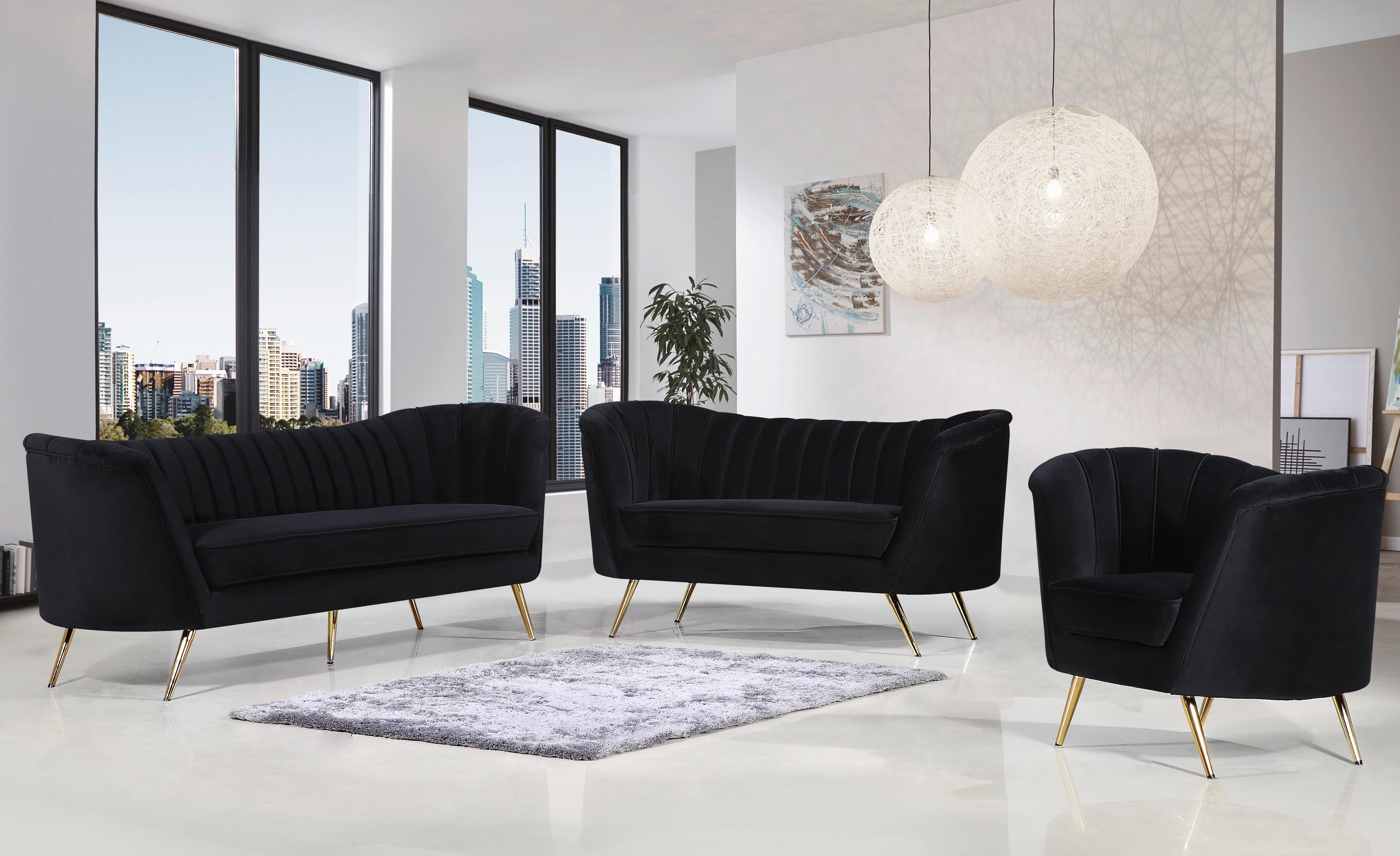 Margo Black Velvet Sofa - Luxury Home Furniture (MI)