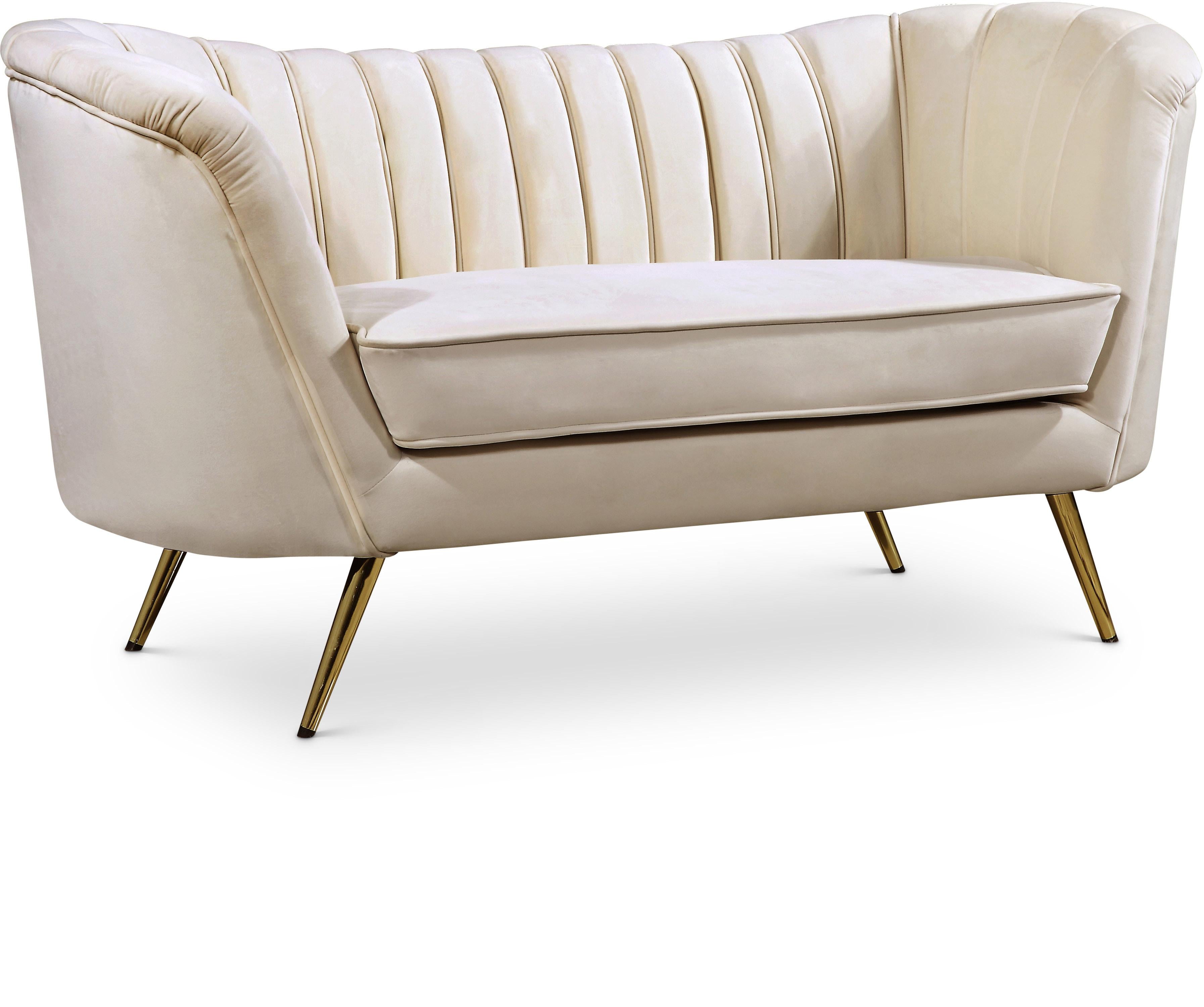 Margo Cream Velvet Loveseat - Luxury Home Furniture (MI)