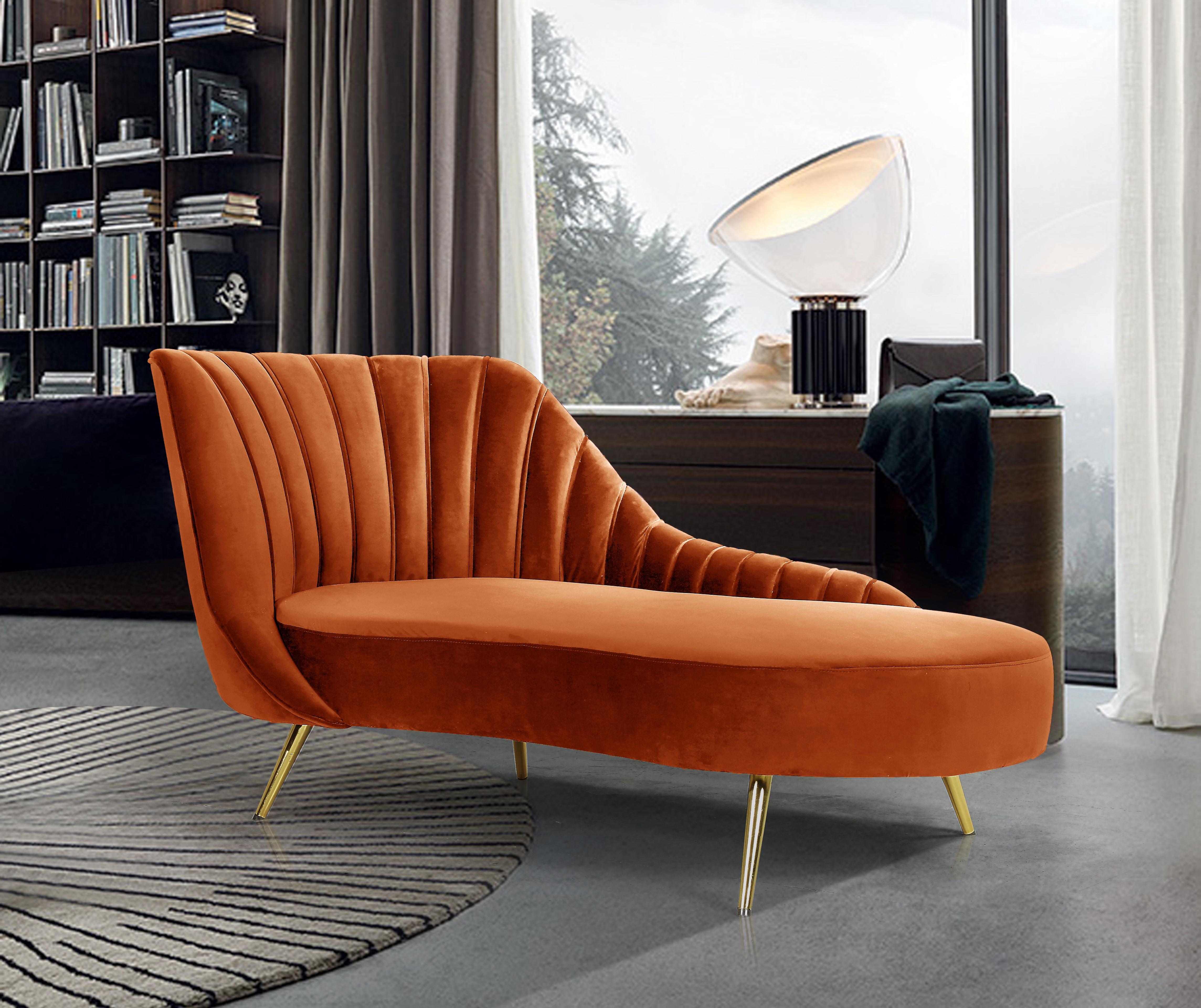 Margo Cognac Velvet Chaise - Luxury Home Furniture (MI)