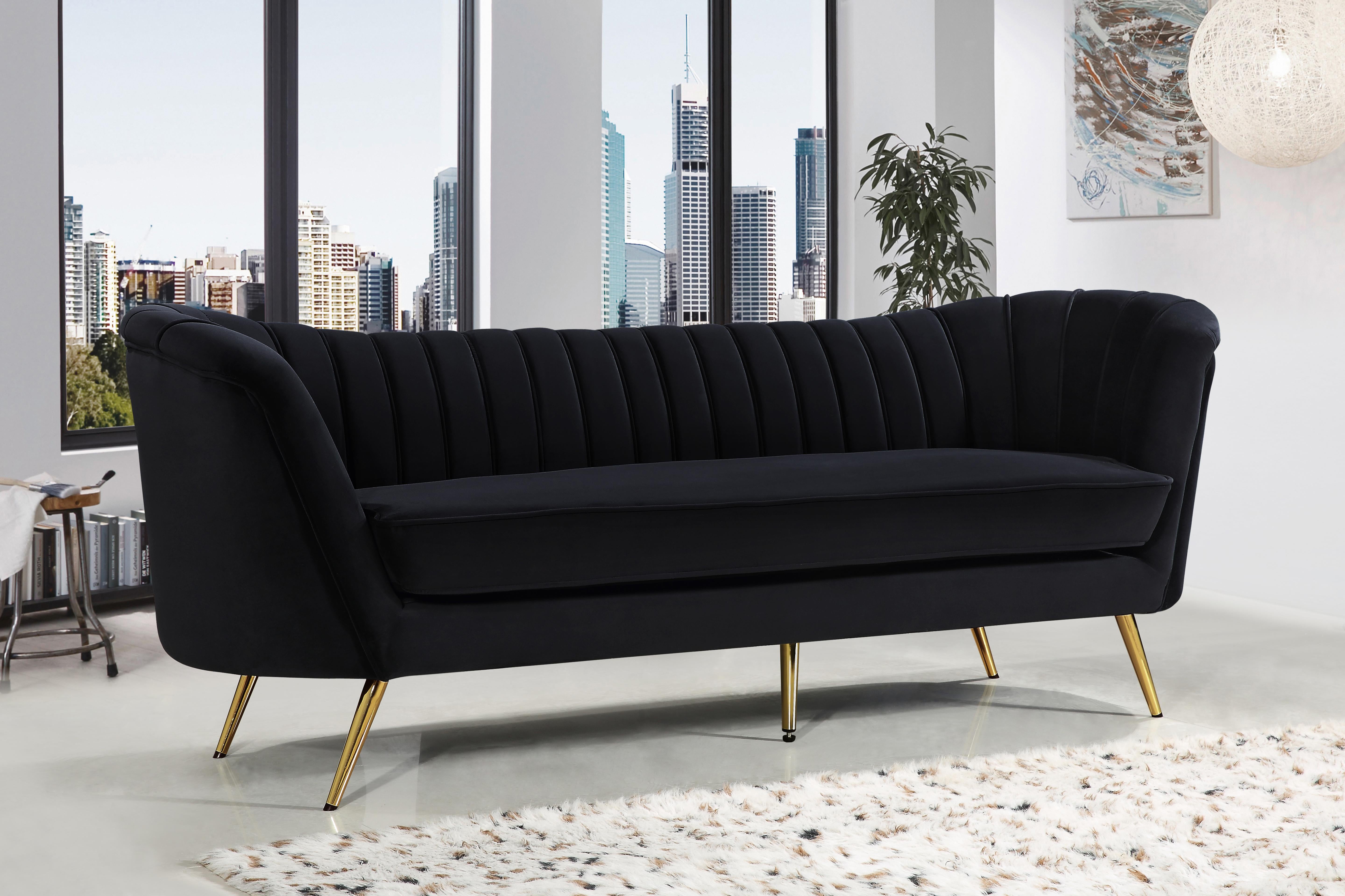 Margo Black Velvet Sofa - Luxury Home Furniture (MI)