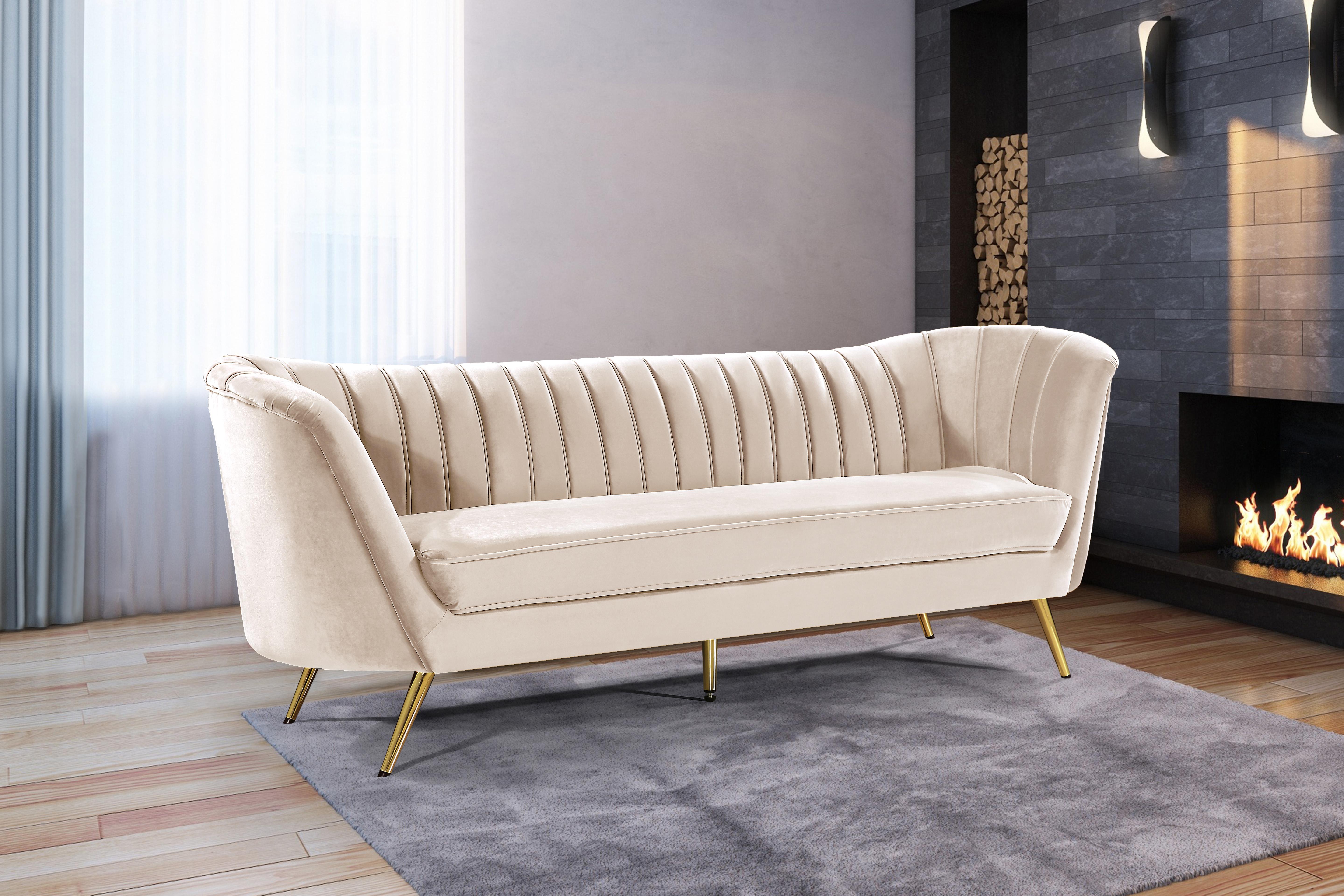 Margo Cream Velvet Sofa - Luxury Home Furniture (MI)