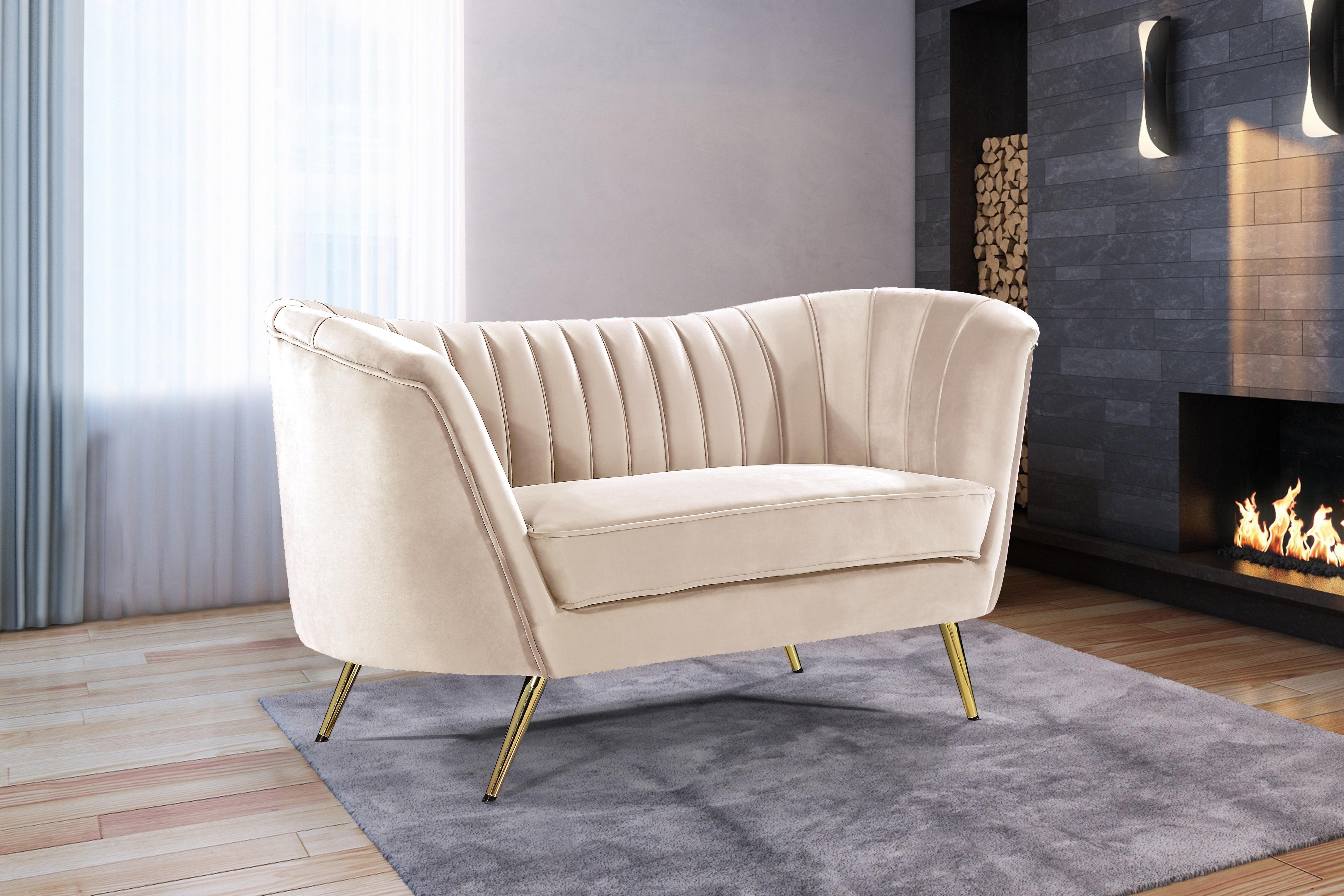 Margo Cream Velvet Loveseat - Luxury Home Furniture (MI)