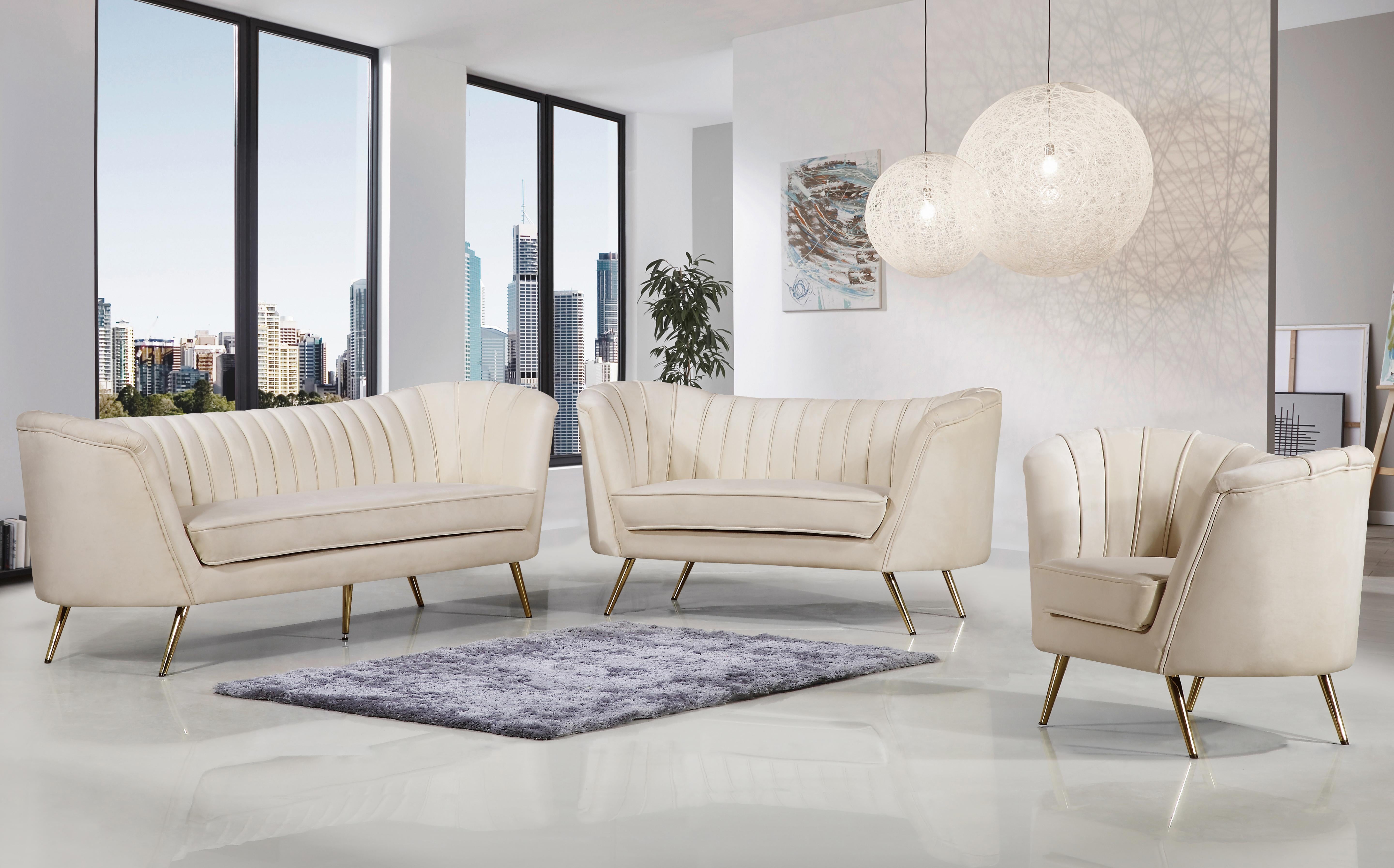 Margo Cream Velvet Loveseat - Luxury Home Furniture (MI)