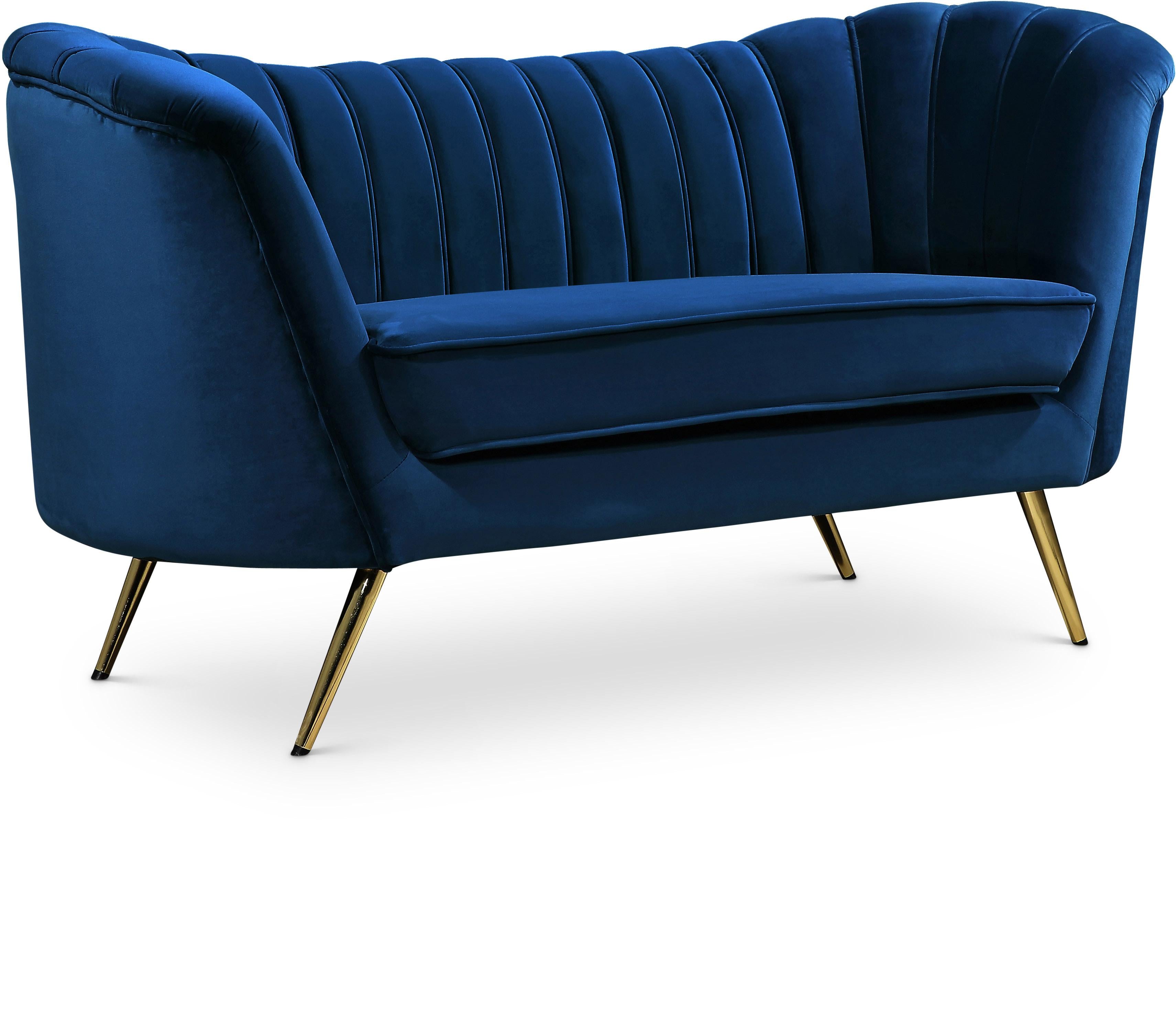 Margo Navy Velvet Loveseat - Luxury Home Furniture (MI)
