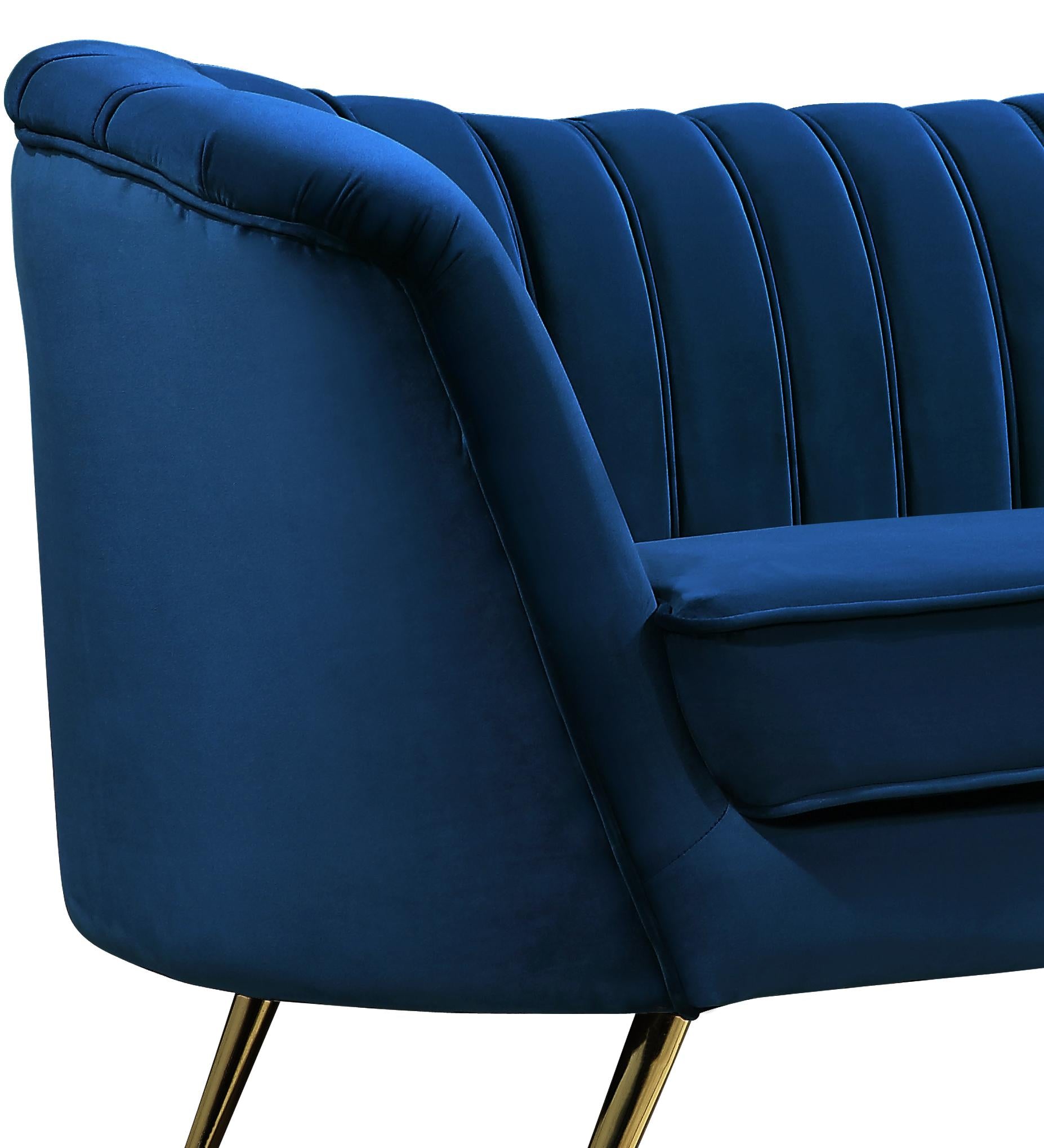Margo Navy Velvet Loveseat - Luxury Home Furniture (MI)
