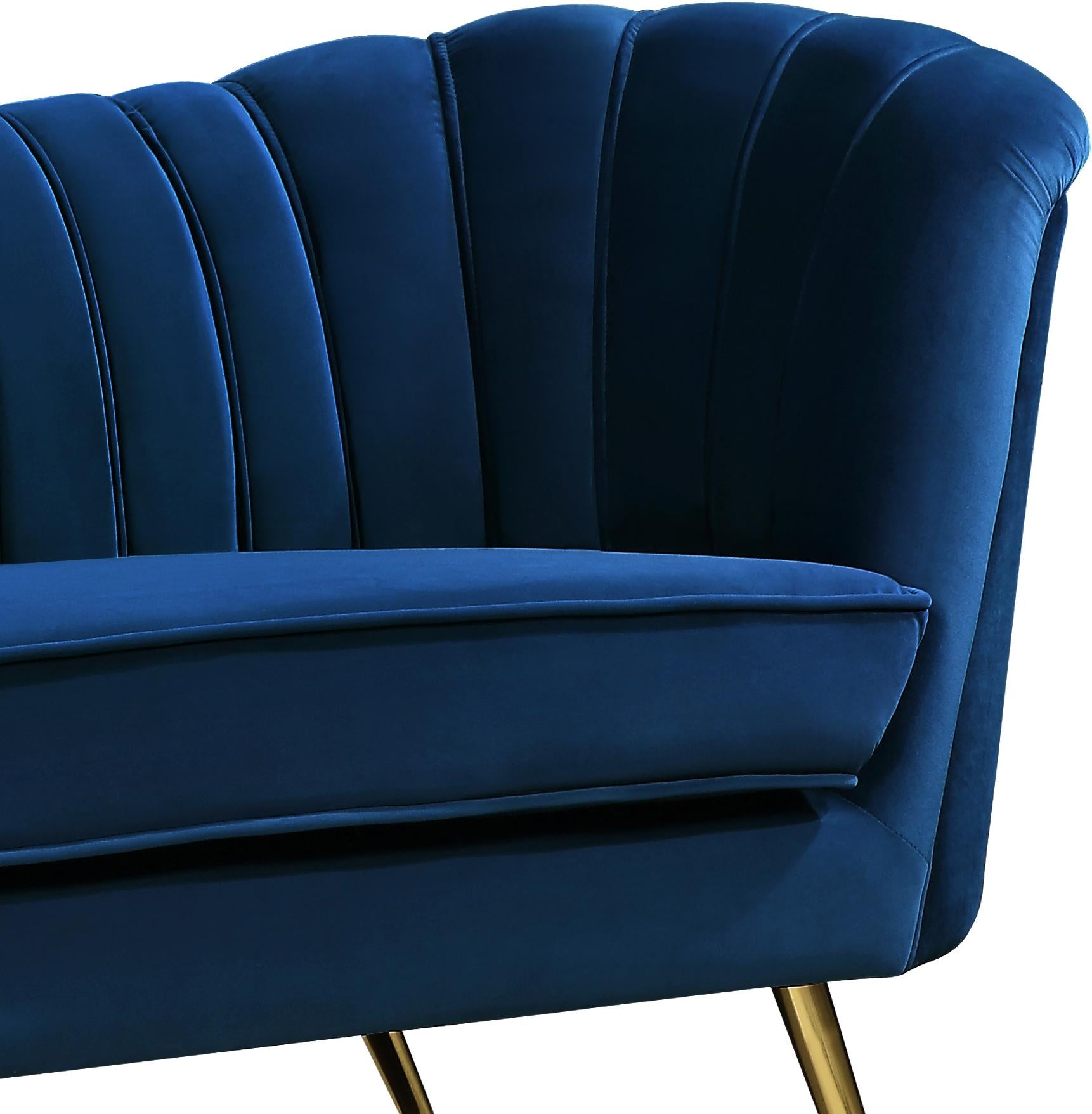 Margo Navy Velvet Loveseat - Luxury Home Furniture (MI)