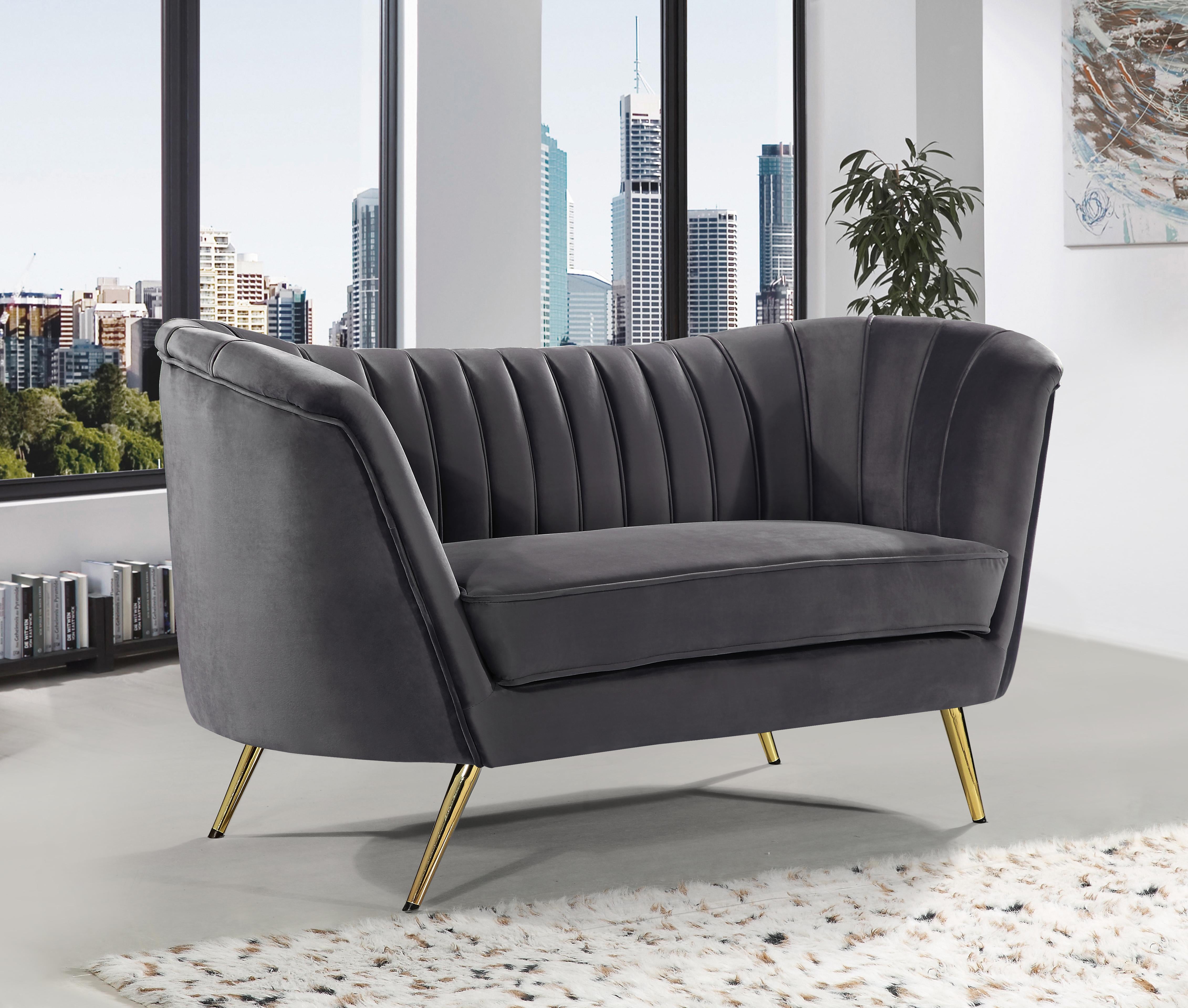 Margo Grey Velvet Loveseat - Luxury Home Furniture (MI)