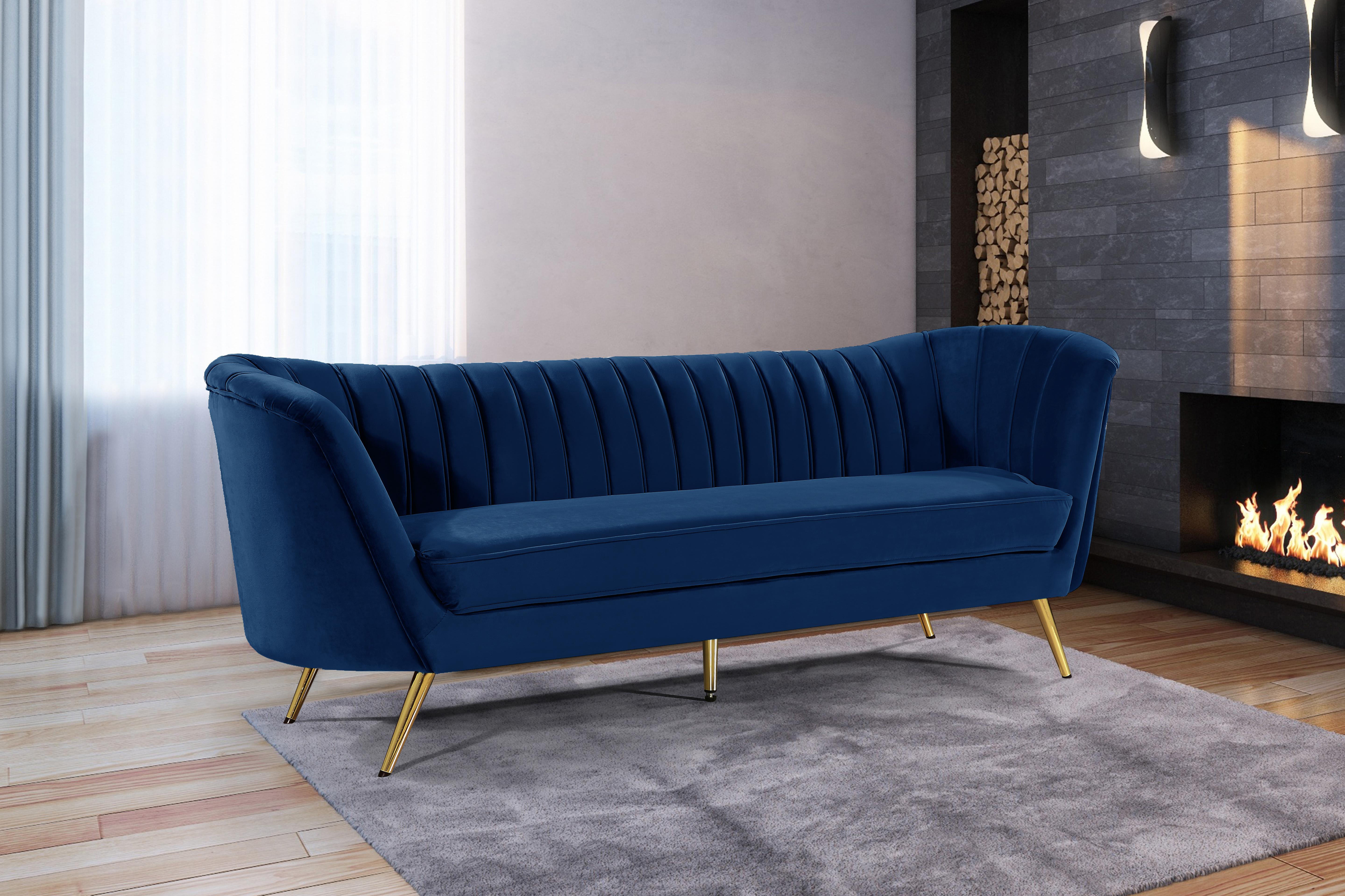 Margo Navy Velvet Sofa - Luxury Home Furniture (MI)