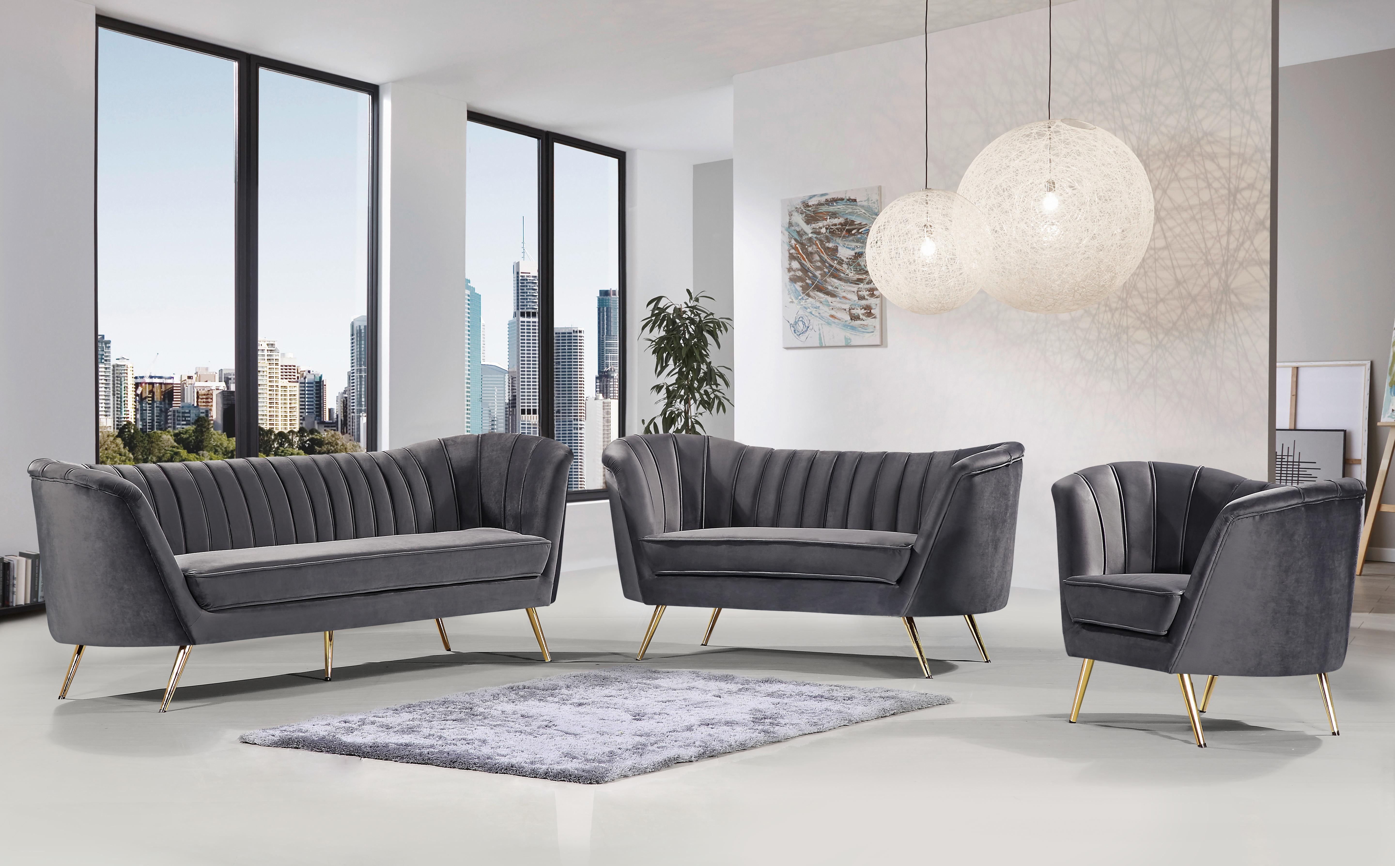 Margo Grey Velvet Loveseat - Luxury Home Furniture (MI)