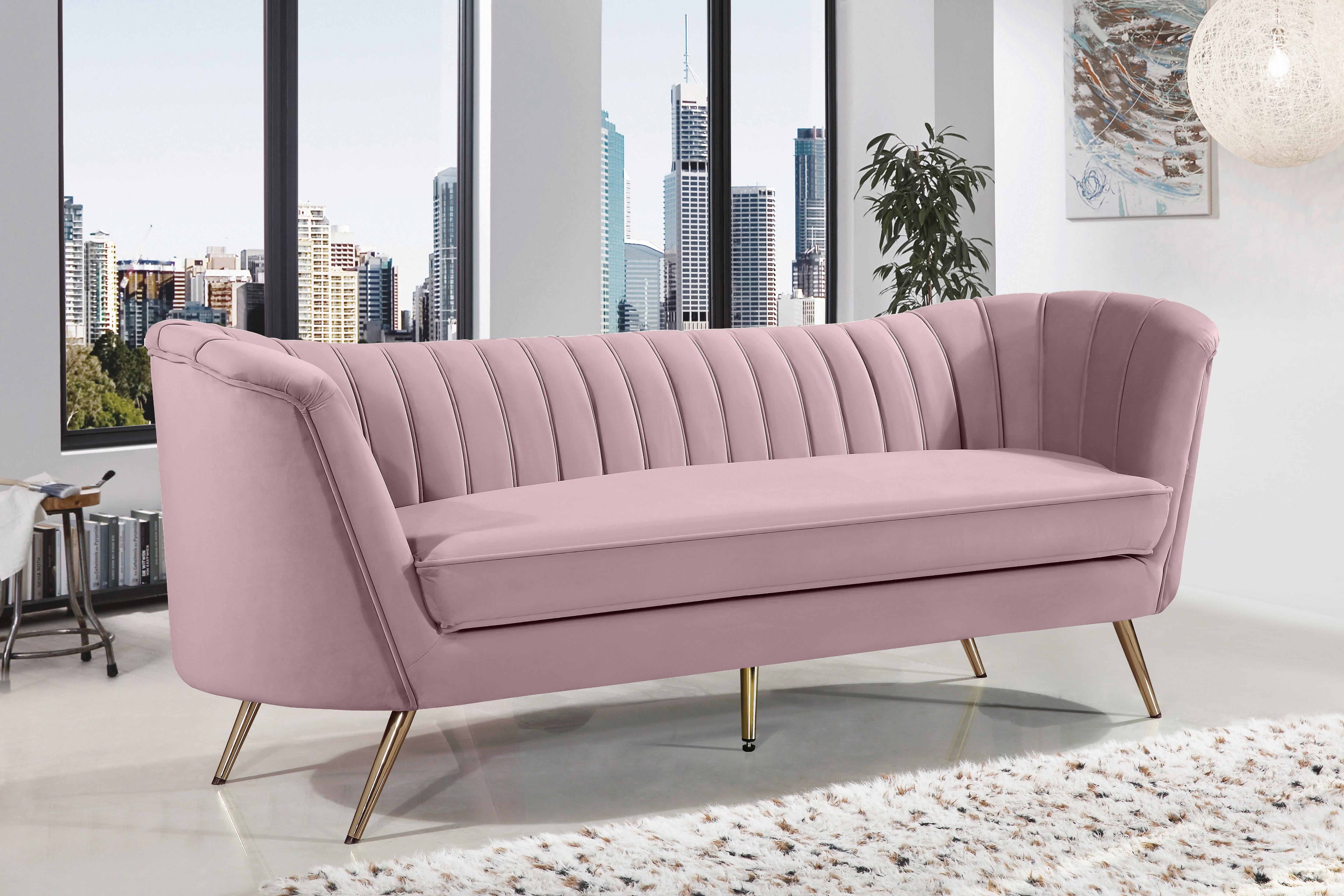 Margo Pink Velvet Sofa - Luxury Home Furniture (MI)