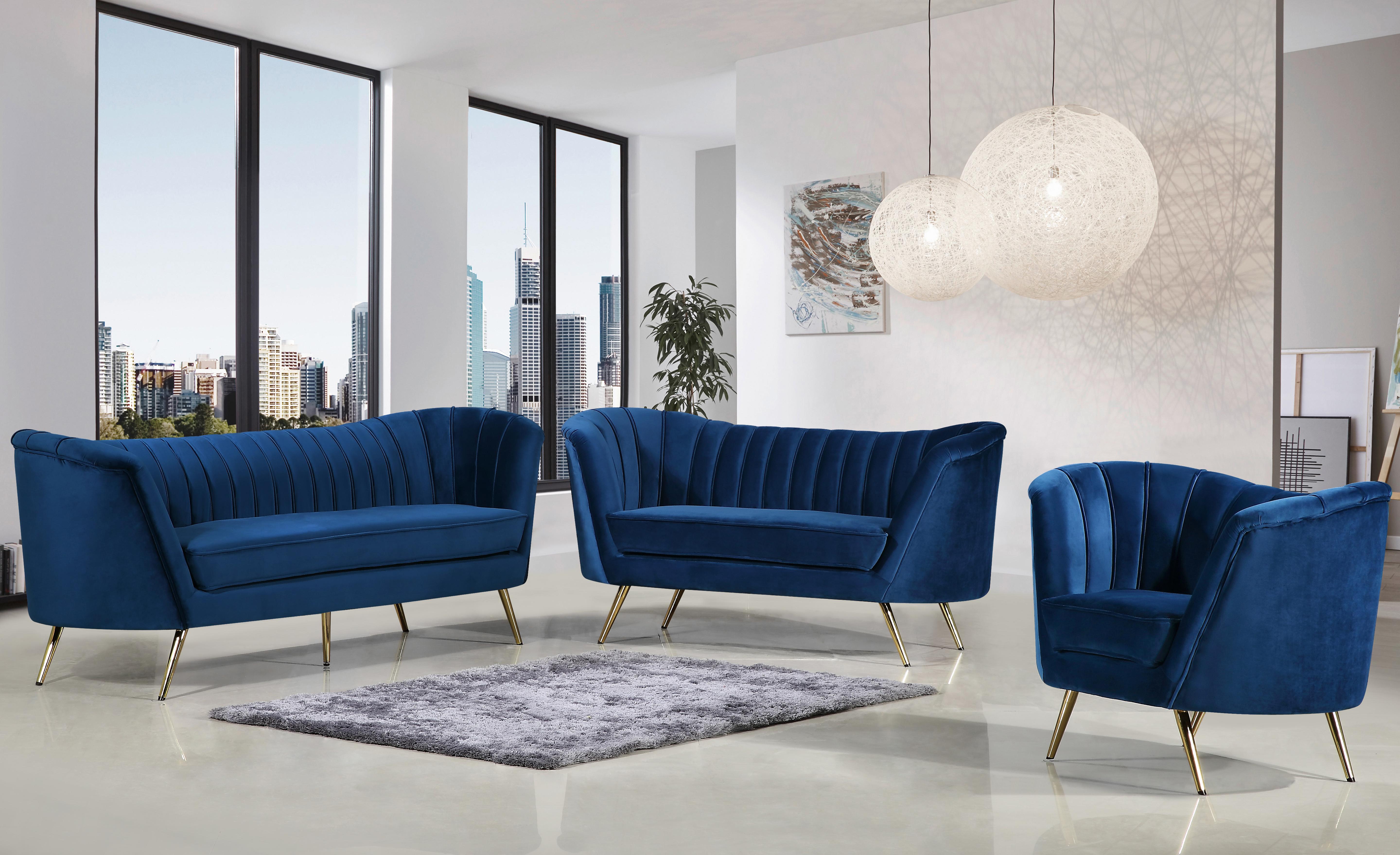 Margo Navy Velvet Sofa - Luxury Home Furniture (MI)