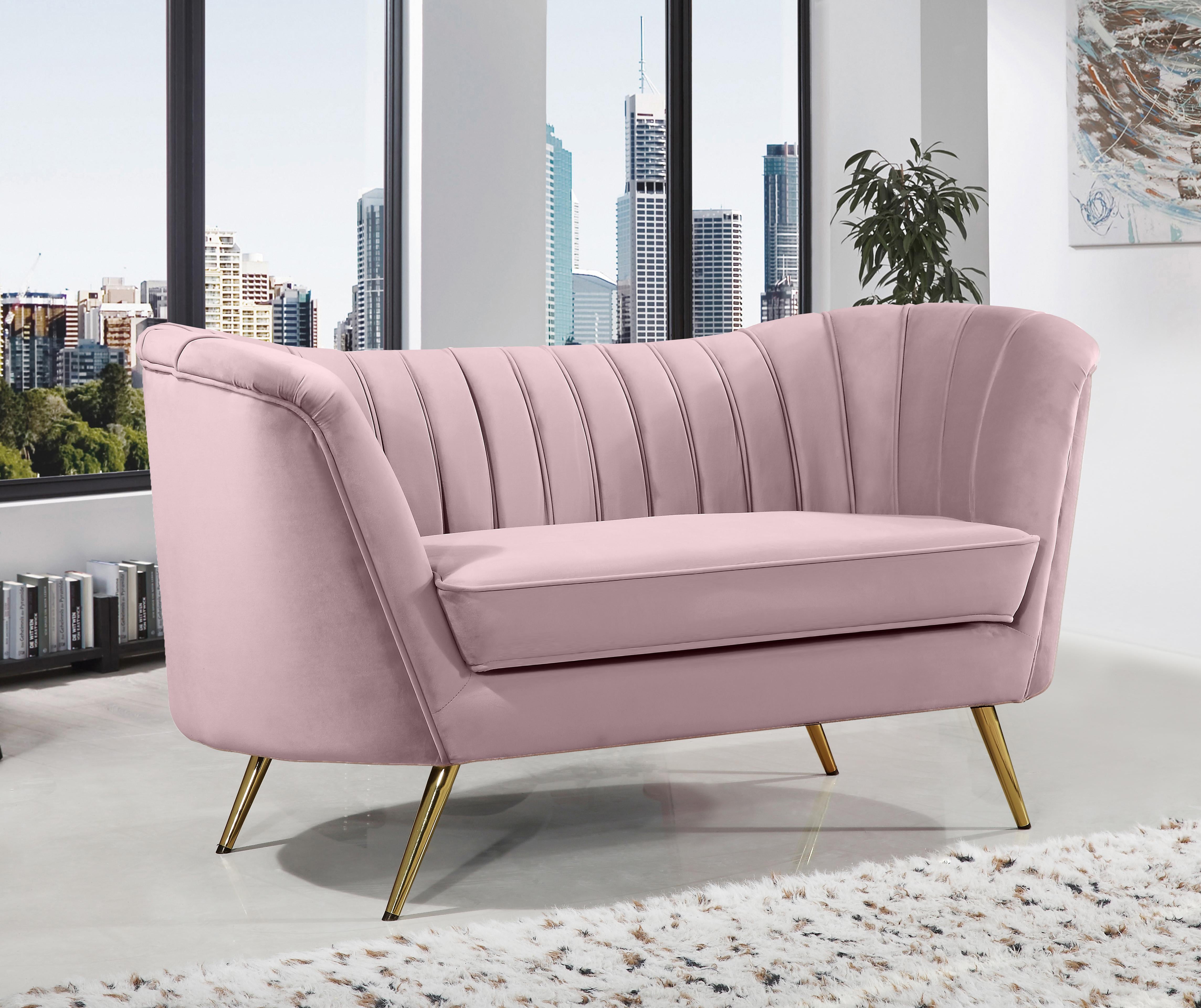 Margo Pink Velvet Loveseat - Luxury Home Furniture (MI)
