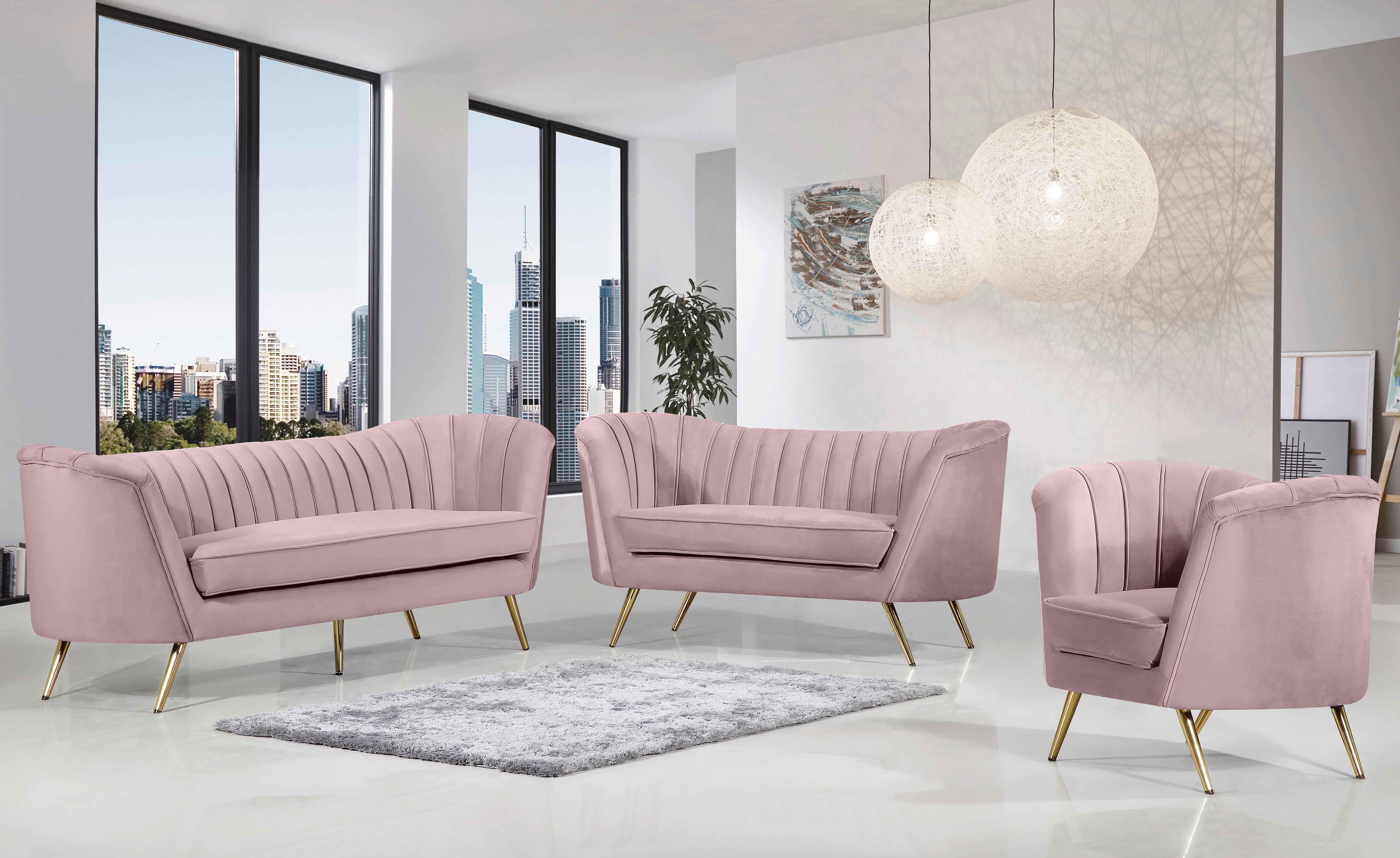 Margo Pink Velvet Loveseat - Luxury Home Furniture (MI)
