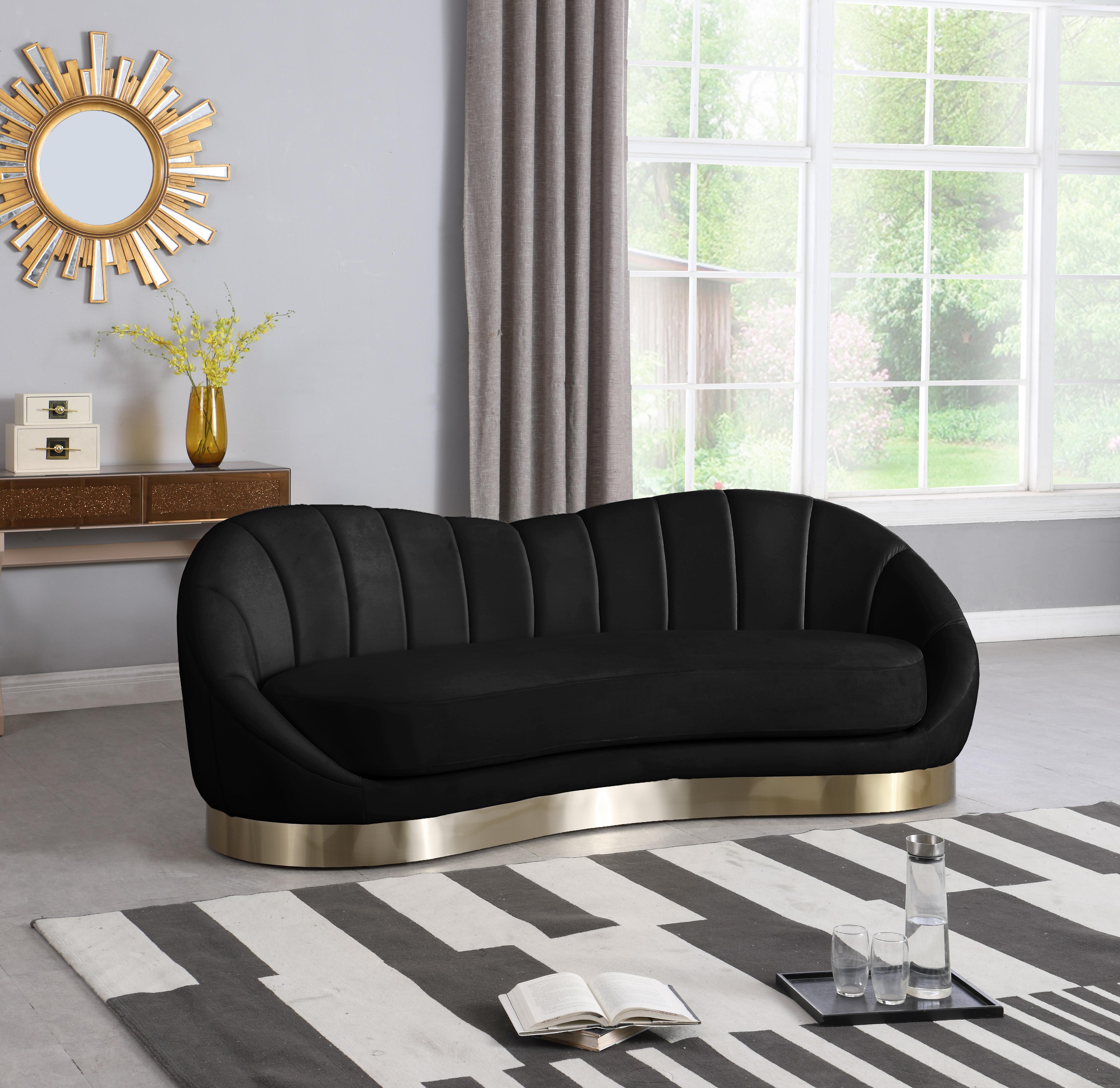 Shelly Black Velvet Sofa - Luxury Home Furniture (MI)