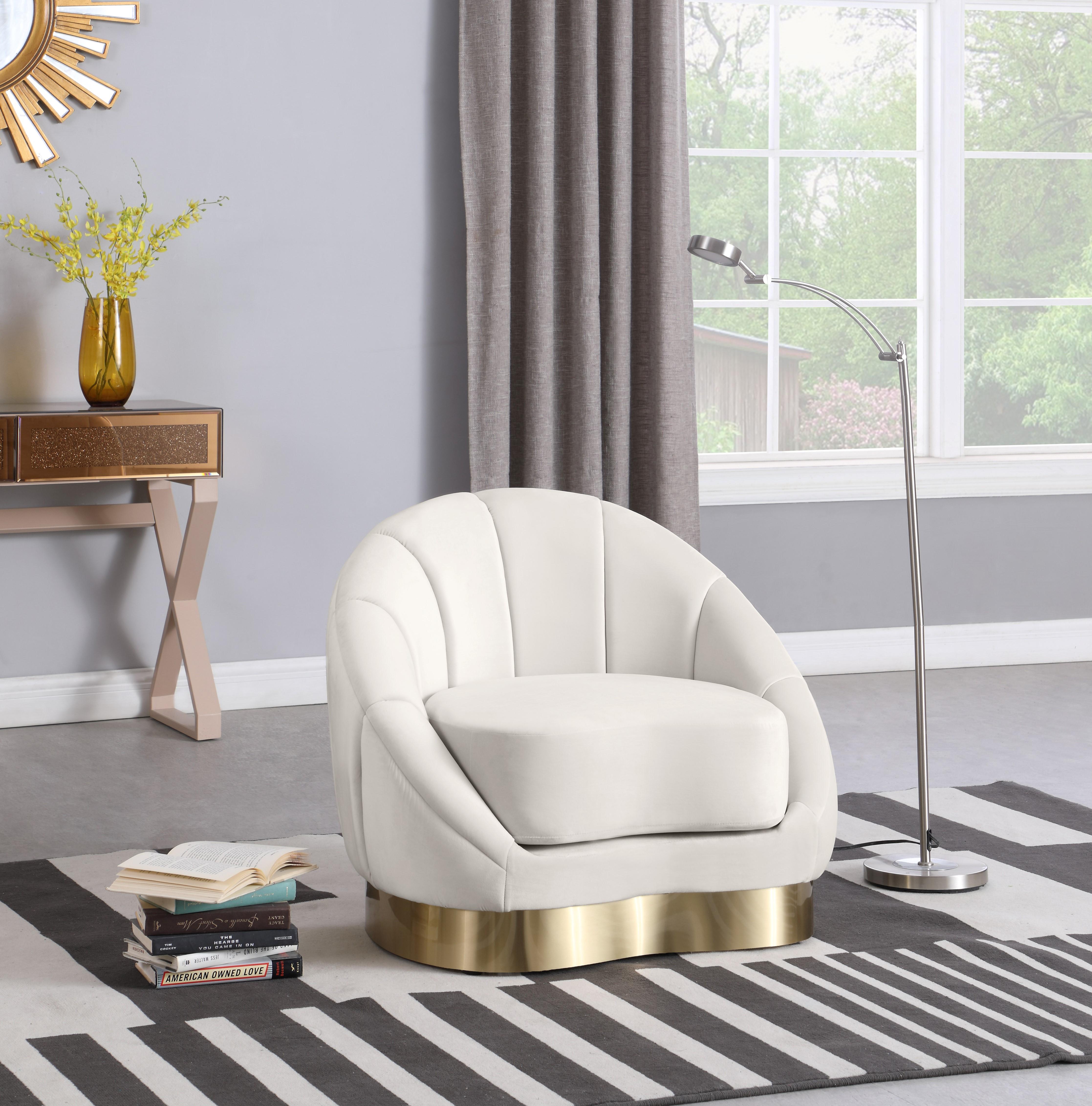 Cream velvet swivel discount chair