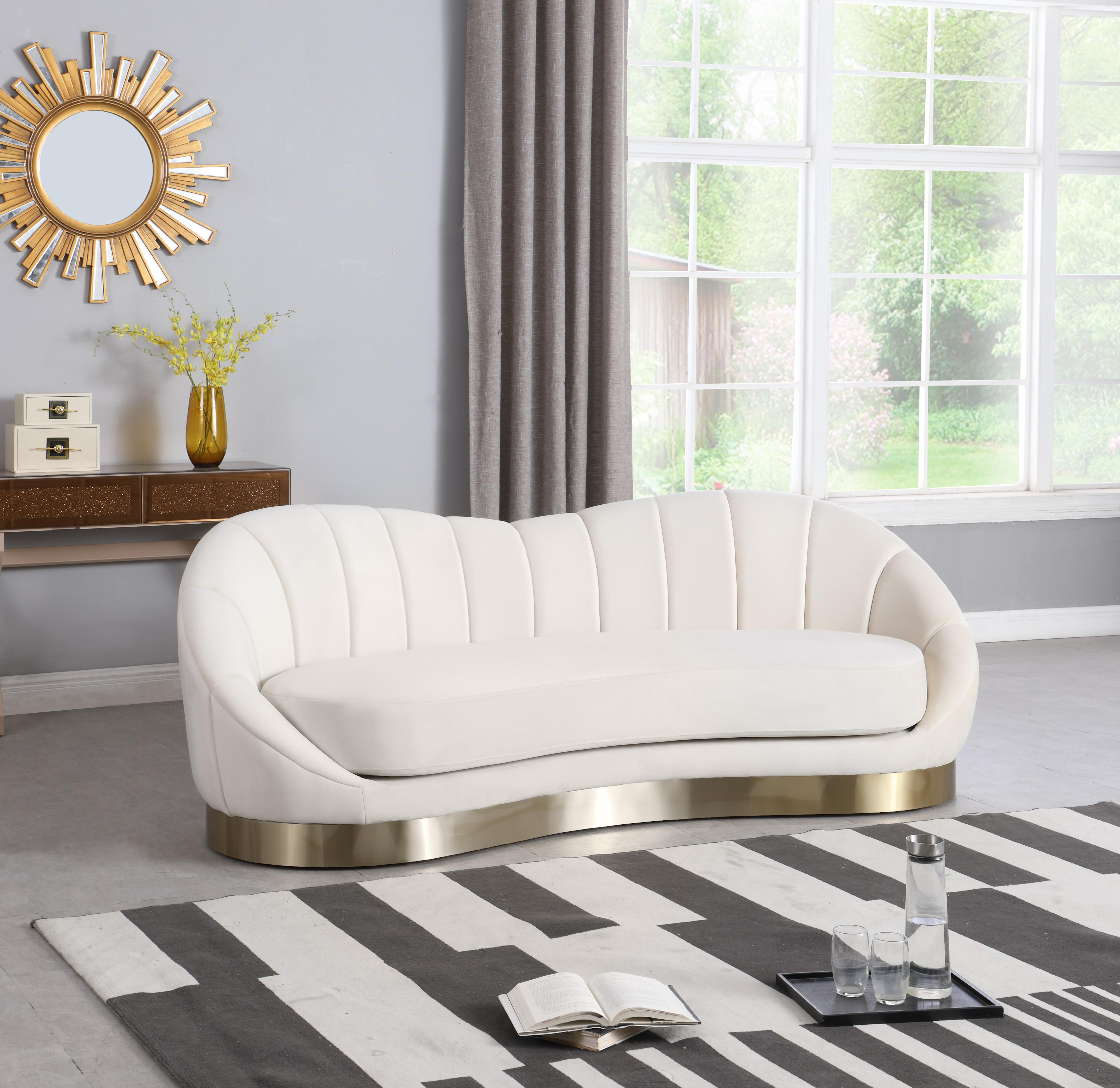 Shelly Cream Velvet Sofa - Luxury Home Furniture (MI)